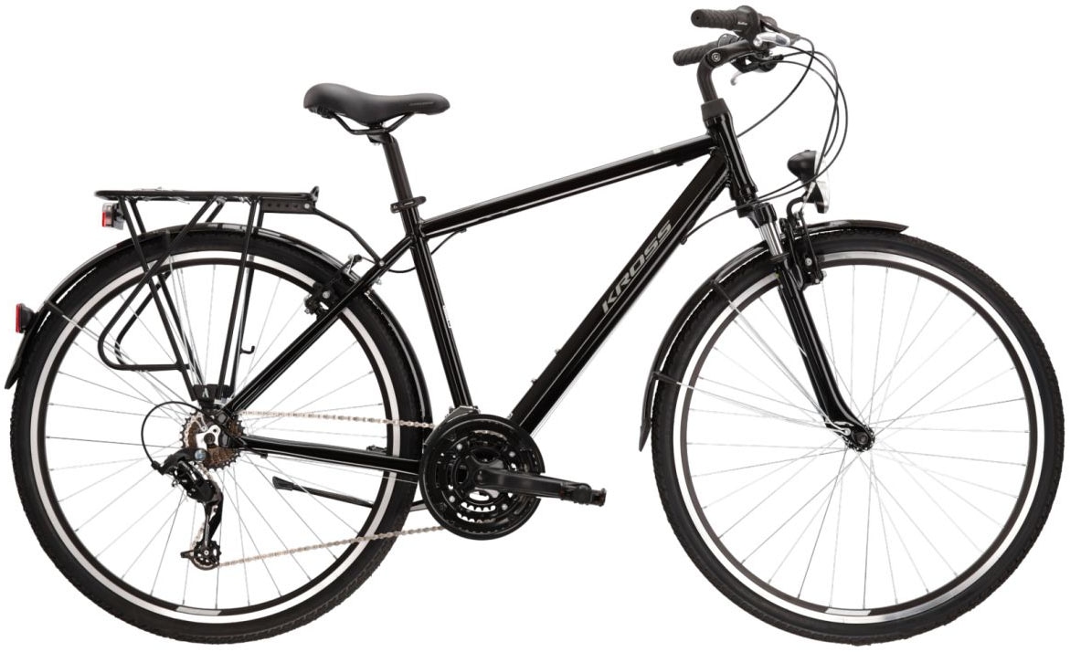 KROSS Trekkingrad "KROSS Trekkingrad Trans 1.0 28" schwarz", 48cm, 28 Zoll (71,12cm) hinten: 28 Zoll (71,12cm), schwarz, Fahrräder