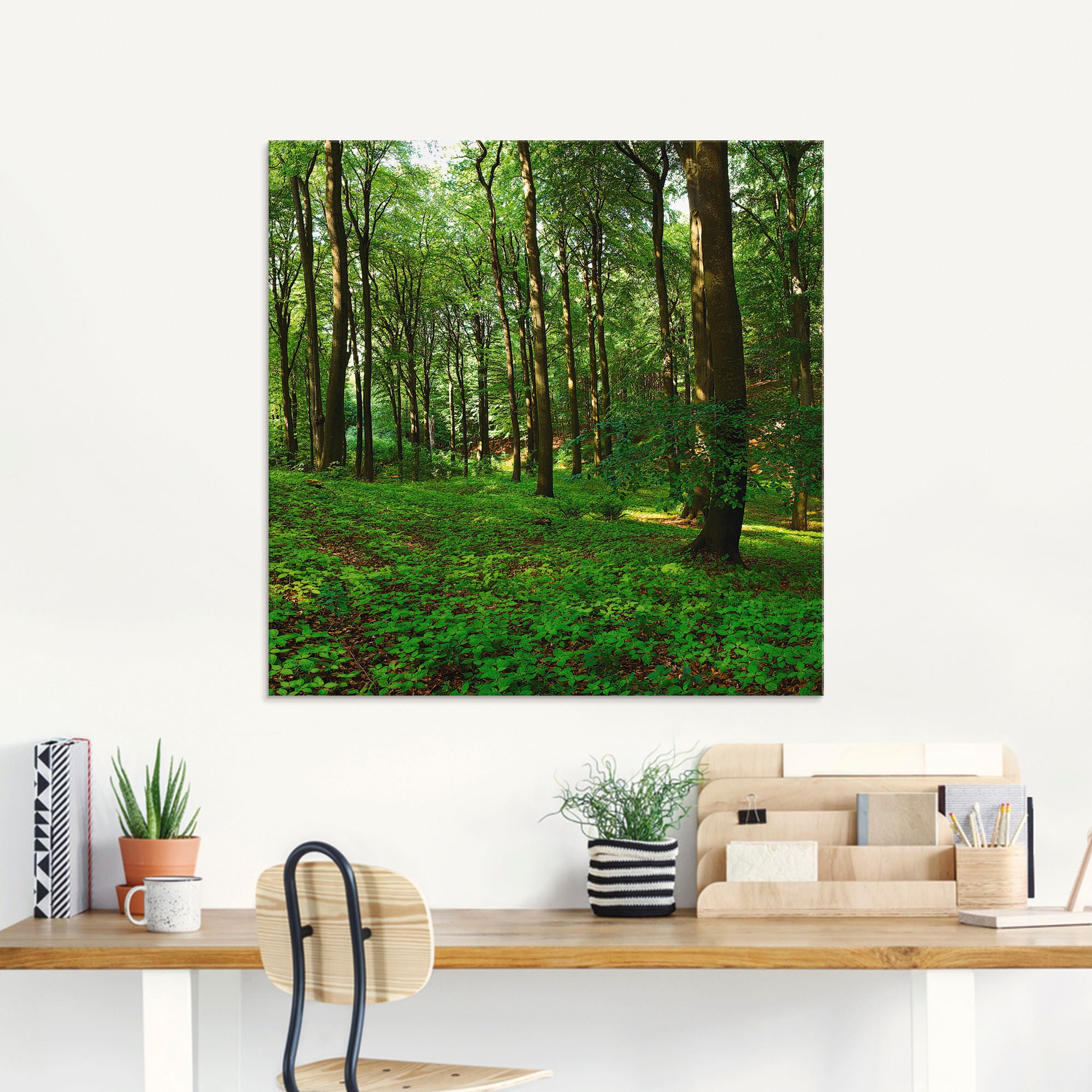 Artland Glasbild »Panorama von einem grünen Sommerwald«, Wald, (1 St.), in verschiedenen Größen