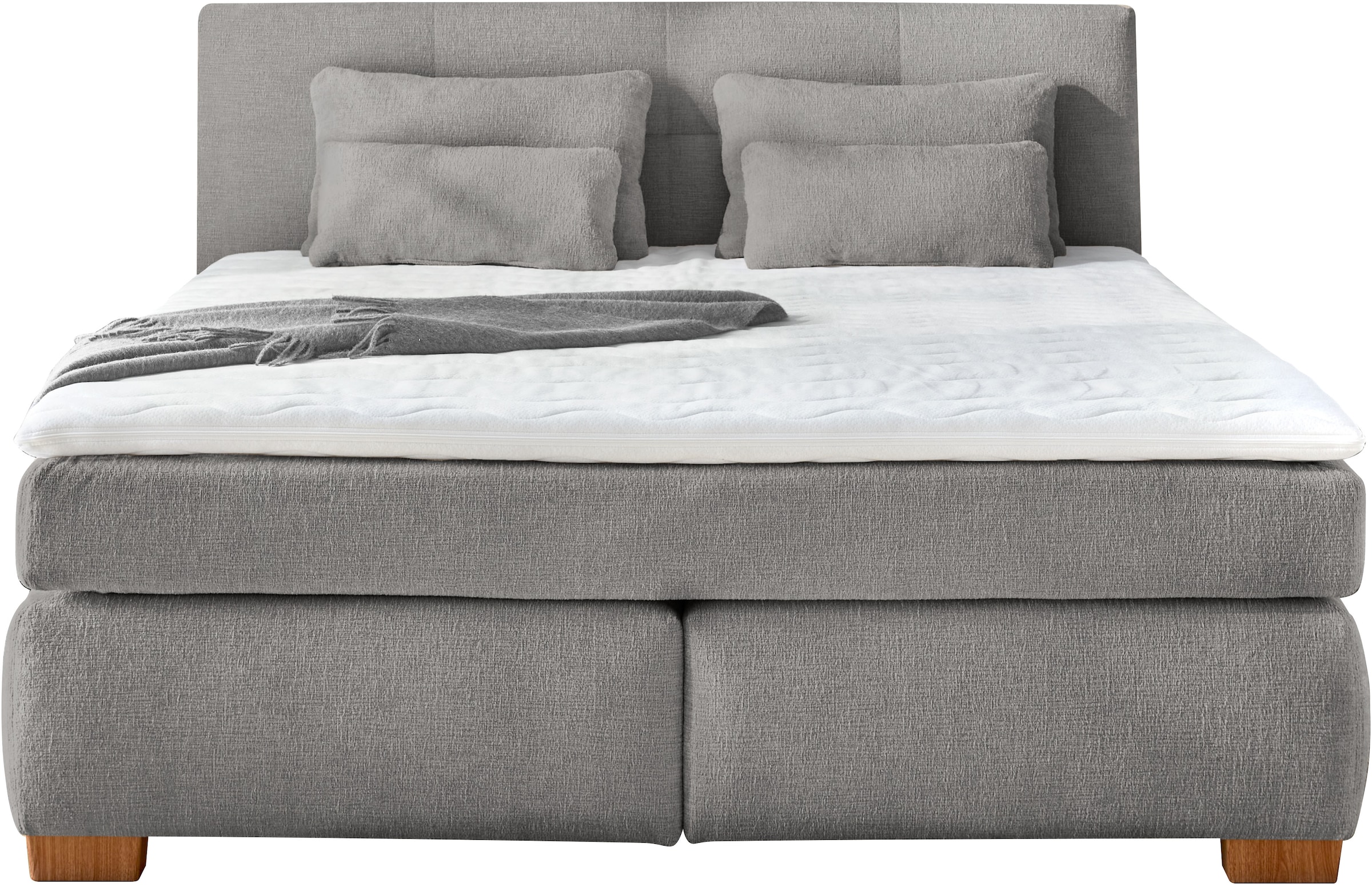 Jockenhöfer Gruppe Boxspringbett »Ulla, Wende-Bonell-Federkernmatratze (H2/H3)« inklusive Topper und 4 Kissen, Bettbreite 160 cm oder 180 cm wählbar