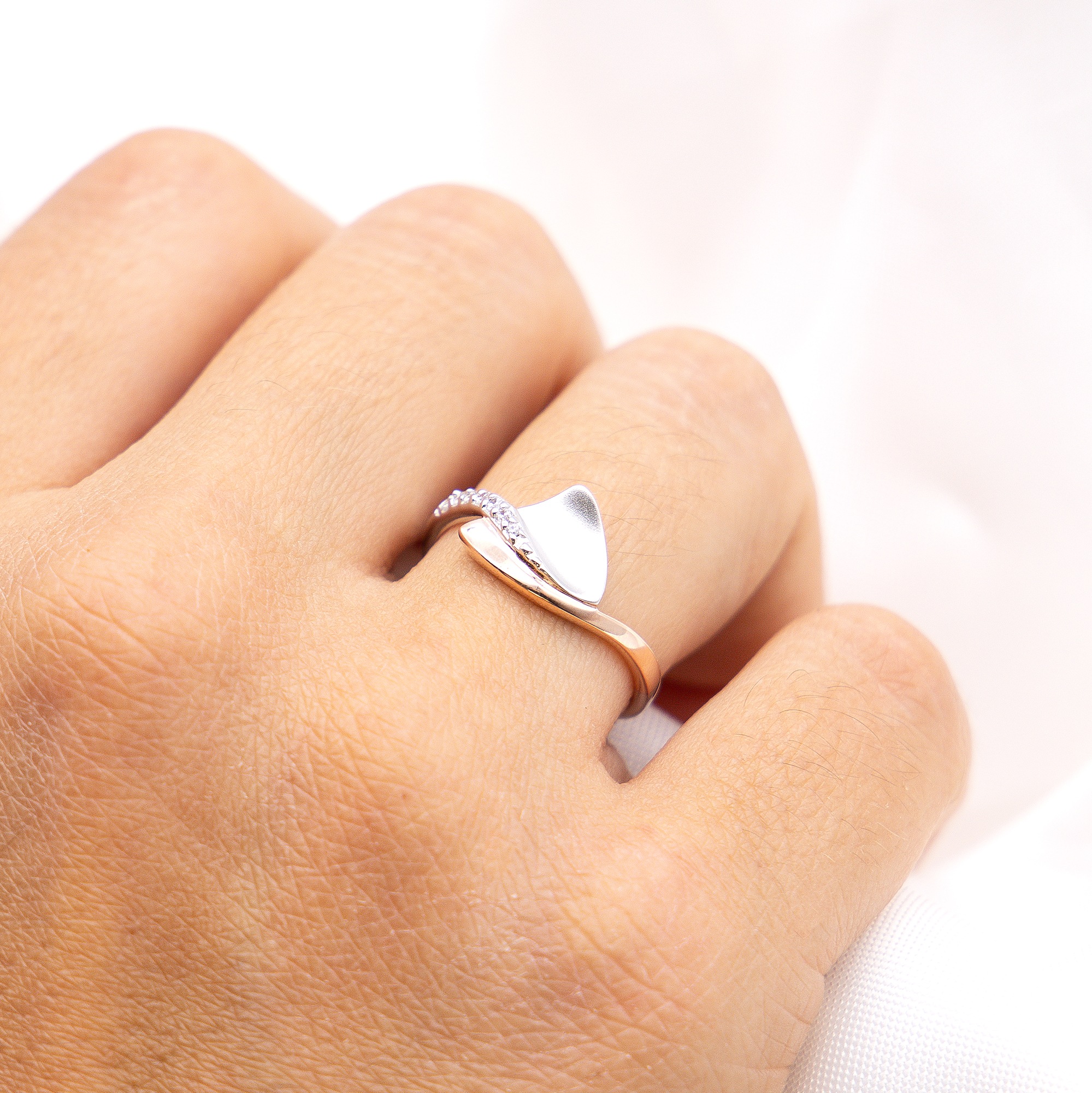 Zeeme Fingerring »Silber 925 zweifarbig mit Zirkonia weiß«