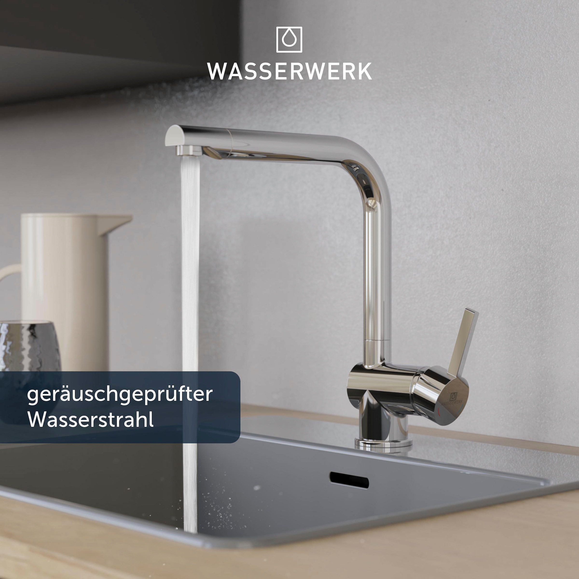 WASSERWERK Spültischarmatur »WK 4, Wasserhahn, Küche, Einhebelmischer«, 360° schwenkbar, Cold-Start-Funkt., geräuscharm