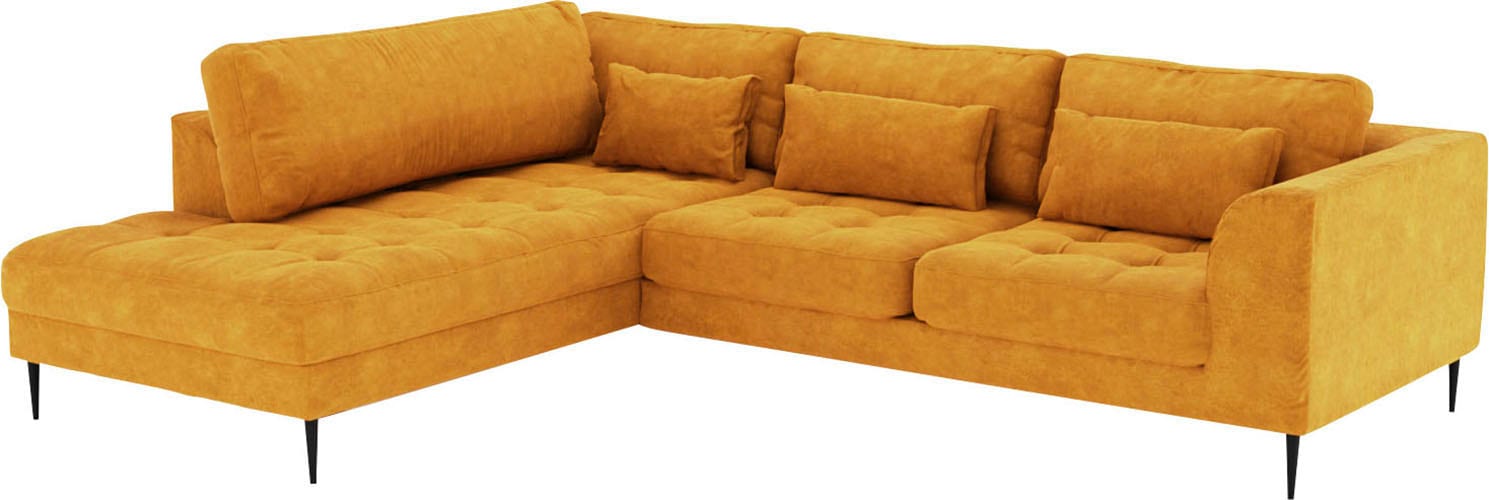 TRENDMANUFAKTUR Ecksofa »Luzi, wahlweise mit Schlaffunktion und Bettkasten, gemütlich, L-Form« Designsofa mit Ottomane, Metallfüße schwarz, Breite 264 cm