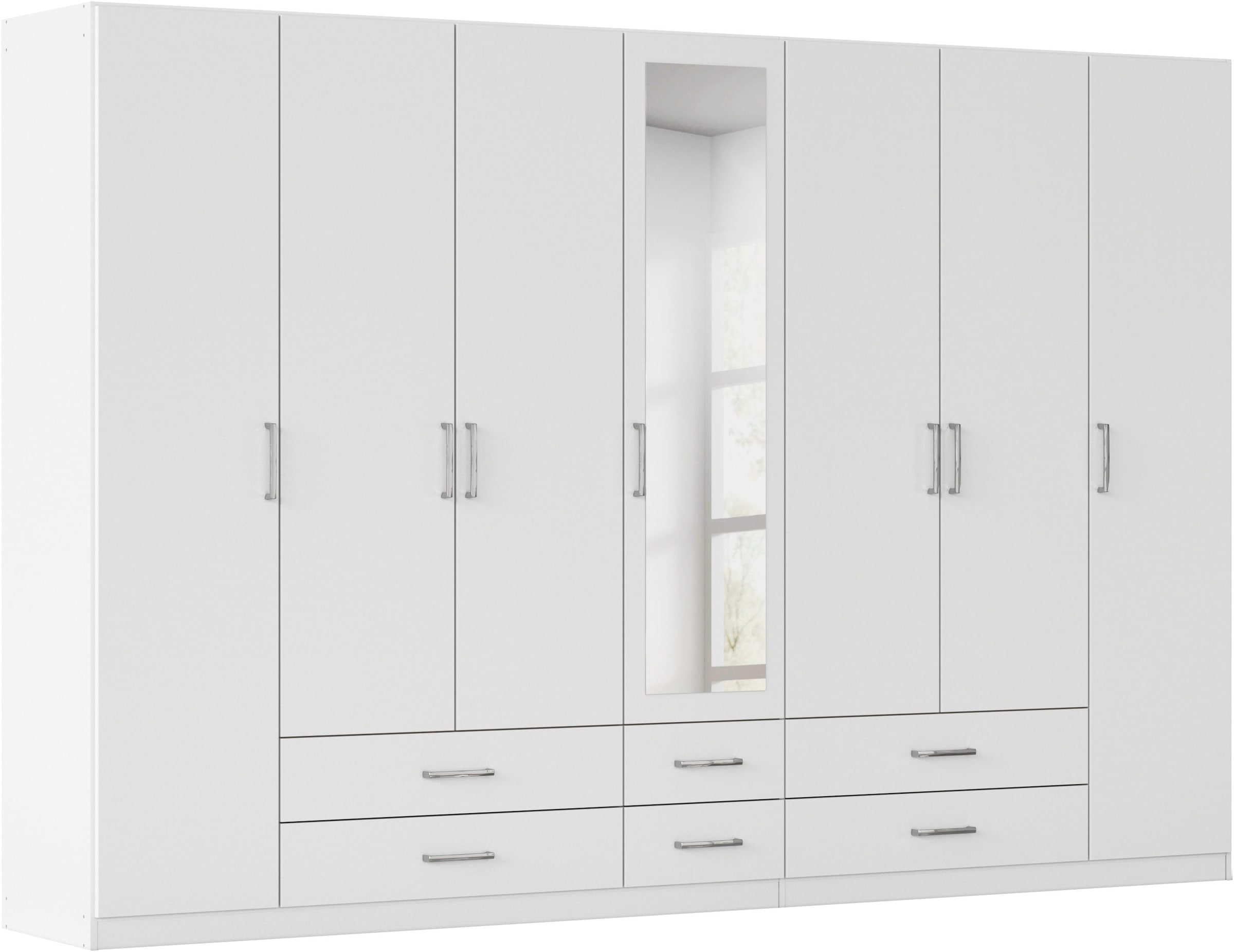 rauch Kleiderschrank "Schrank Garderobe Ankleide GAMMA Breiten 91/136/181/226/271/315/360 cm" in 3 Ausstattungen BASIC/CLASSIC/PREMIUM (inkl. SOFT-CLOSE-Funktion), verschiedene Griff-Varianten, mit Spiegel TOPSELLER MADE IN GERMANY
