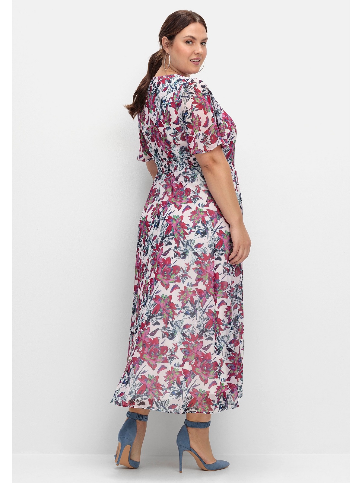 Sheego Abendkleid "Große Größen", mit Blumenprint, blickdicht gefüttert günstig online kaufen