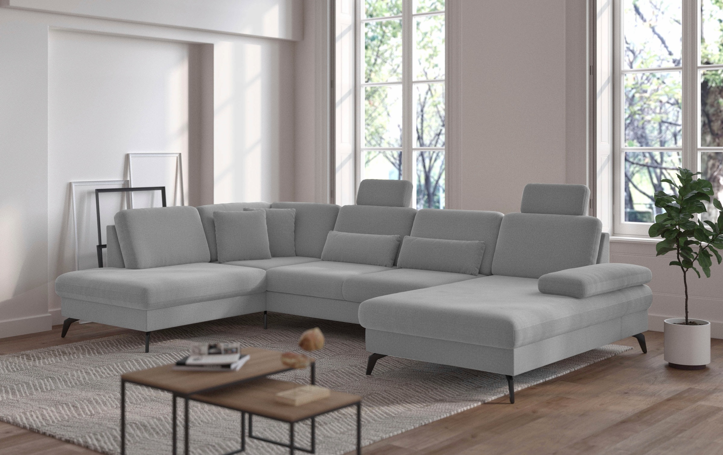 sit&more Wohnlandschaft »Morris U-Form, inkl. Sitztiefenverstellung«, wahlweise mit Armteilverstellung, Bettfunktion & Bettkasten