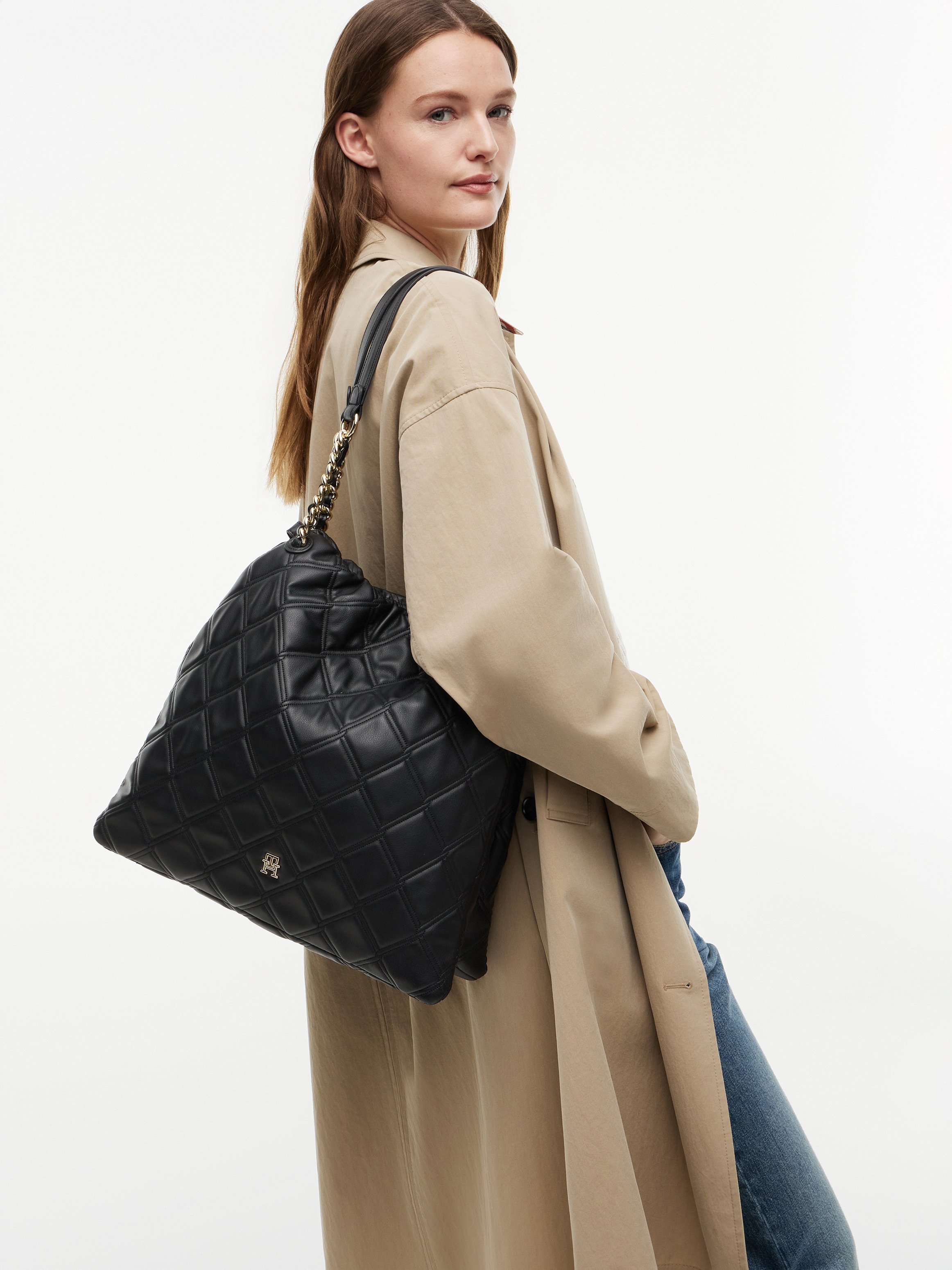 Tommy Hilfiger Handtasche Th Feminine Tote AW0AW18719 Schwarz