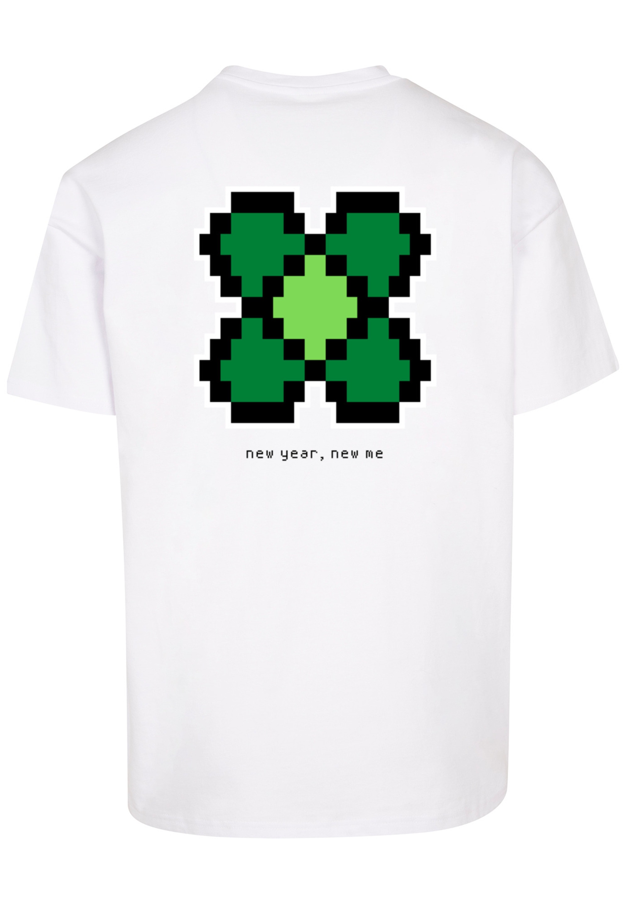 F4NT4STIC T-Shirt »Silvester Happy New Year Pixel Kleeblatt« Print