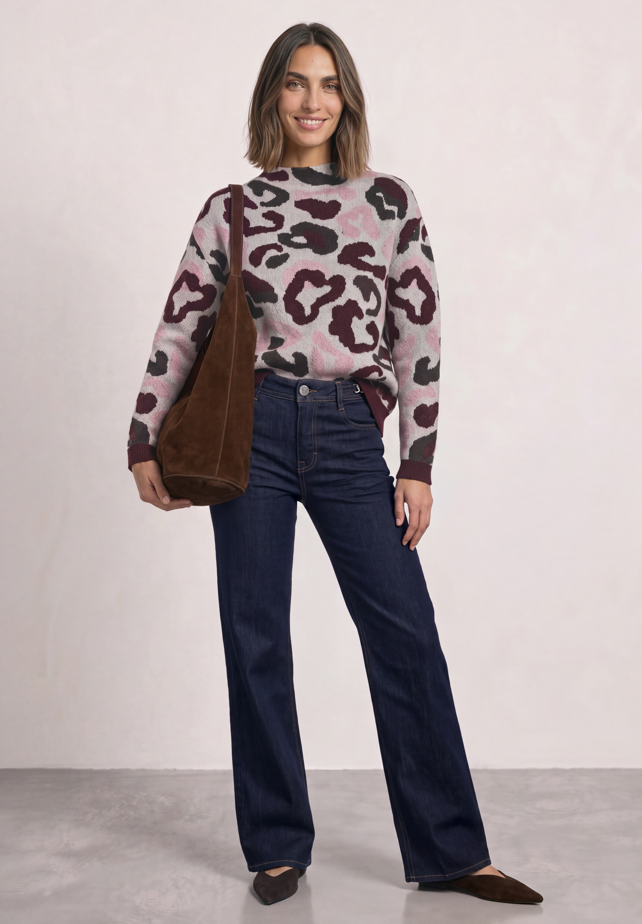 STREET ONE Stehkragenpullover mit Leomuster