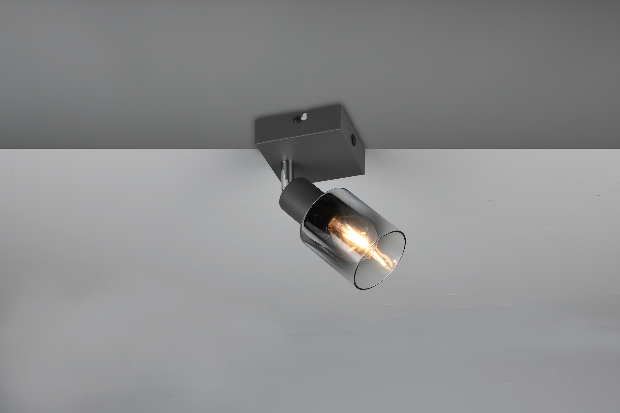 REALITY Leuchten Deckenstrahler »CADIZ, Spot 1-flammig, exkl 1xE14 max 10W, Glas anthrazit, verspiegelt«, 1 flammig, Leuchtmittel E14 | Leuchtmittel wechselbar, verstellbarer Spot als Wandstrahler oder Deckenstrahler mit Glasschirm