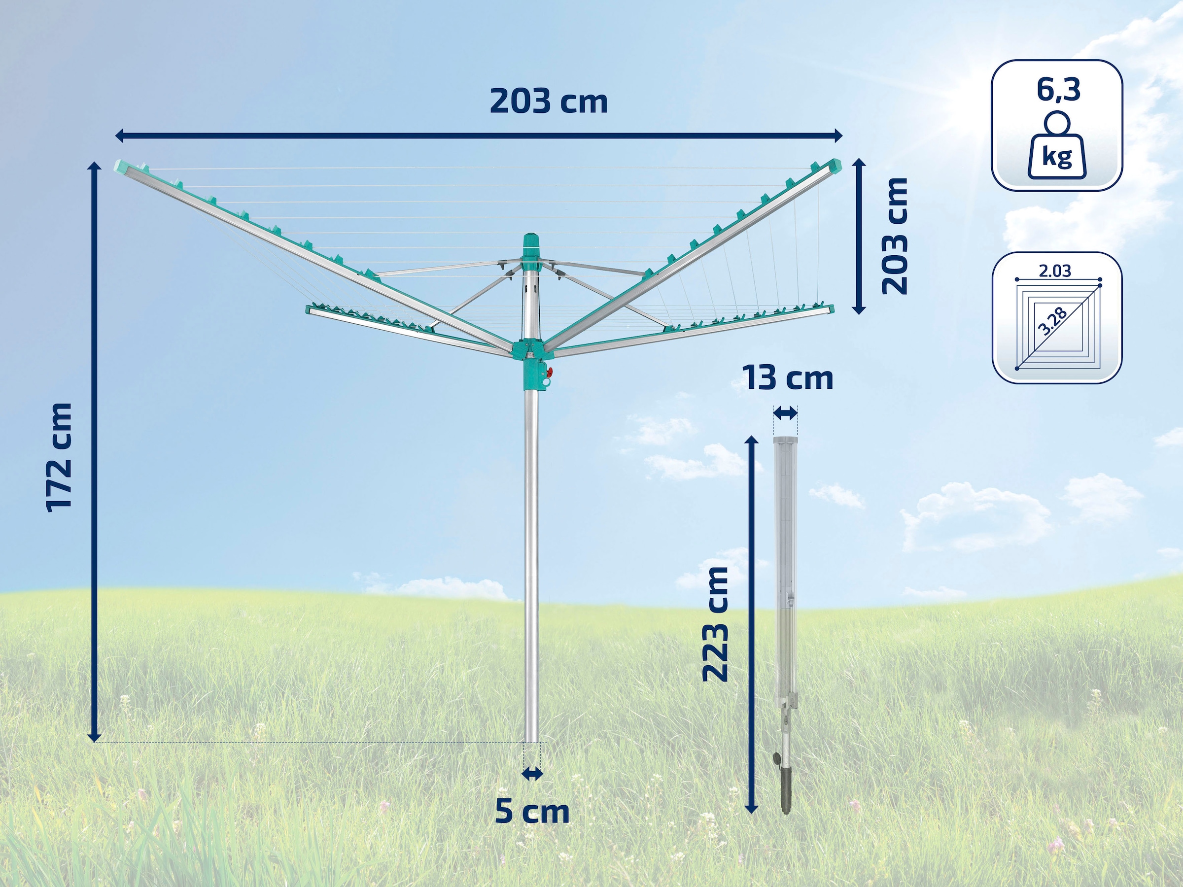 Leifheit Wäschespinne »Linomatic 500 Easy«, 50 Meter Leinenlänge