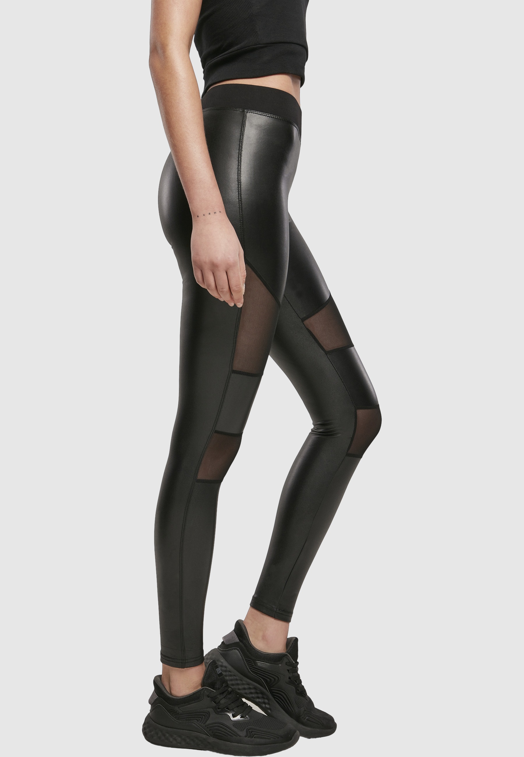 URBAN CLASSICS Leggings »Urban Classics Damen Ladies Tech Mesh Faux Leather Leggings«