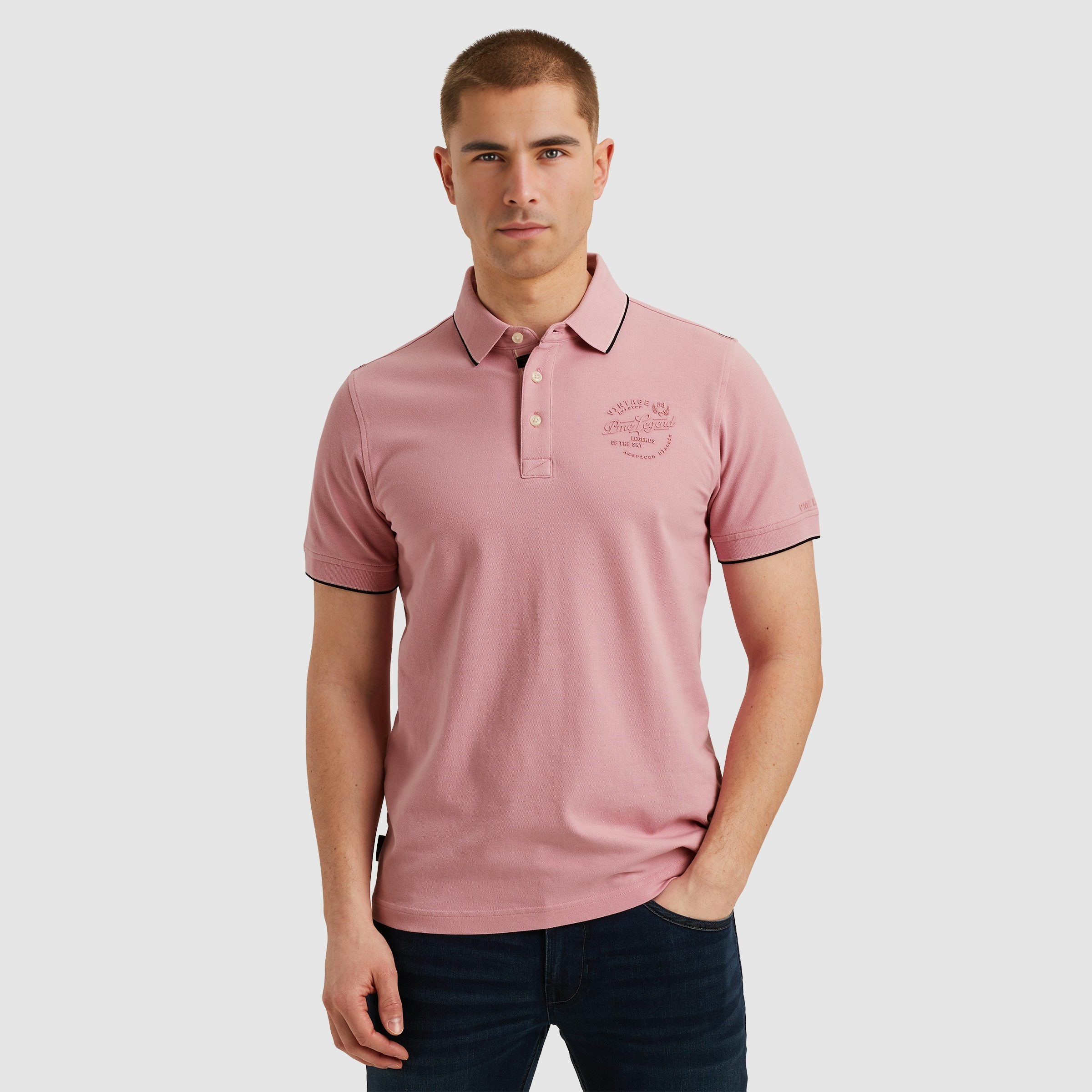 PME LEGEND Poloshirt "Short sleeve polo stretch pique package", mit Schrift günstig online kaufen