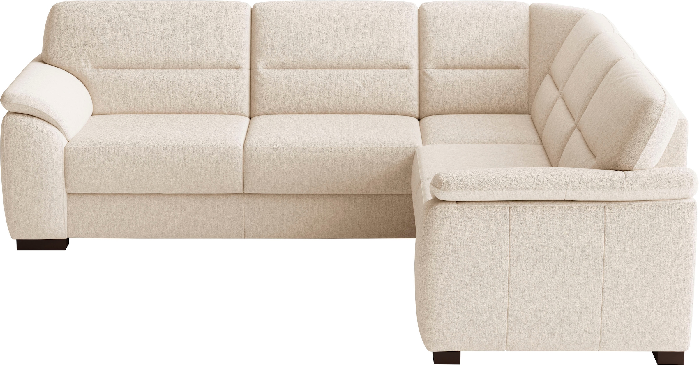 sit&more Ecksofa "Montego L-Form, B: 256 cm, große Stoffauswahl, Komfortsitzhöhe 46 cm" mit Schlaffunktion und Schubkasten mit Stauraum