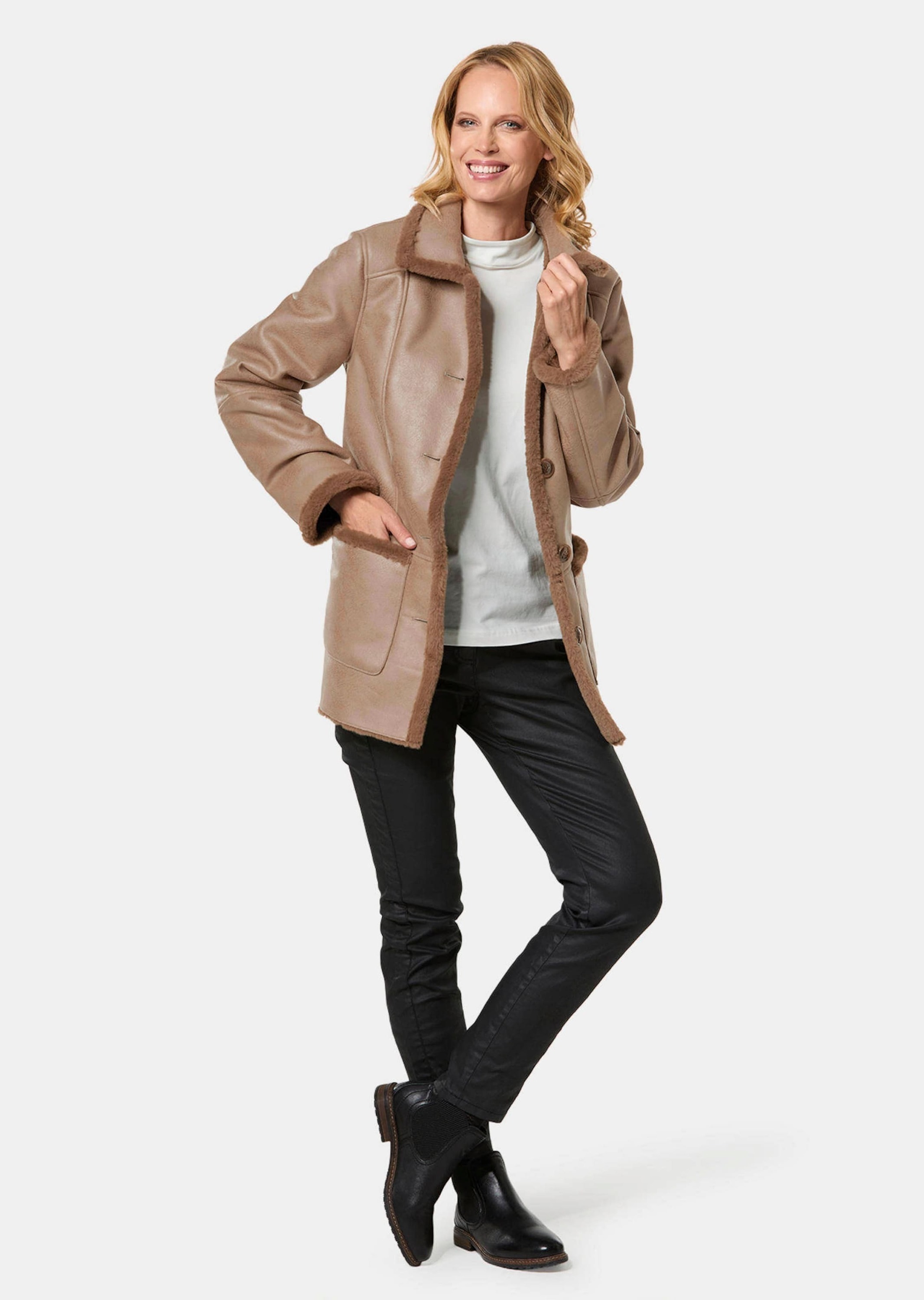 GOLDNER Kurzjacke "Kurzgröße Kuschelige Longjacke in Lederoptik" Schöne Led günstig online kaufen