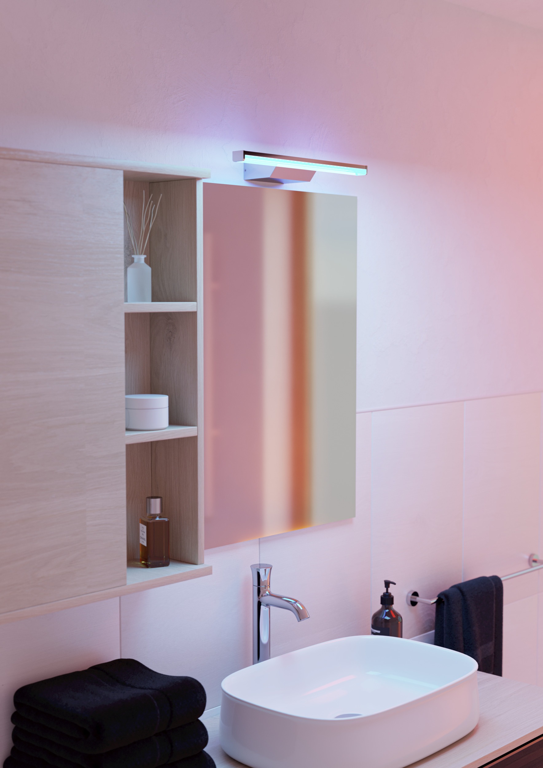 EGLO Spiegelleuchte »REGELLO-Z Spiegellampe - Kunststoff, Alu - LED - 12W - IP44« LED-Modul 1 Stk. Kaltweiß | Neutralweiß | RGB | Warmweiß