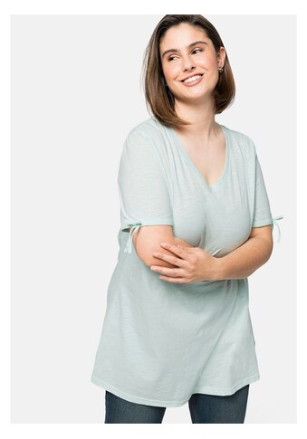 Sheego Longshirt »Longshirt«, in A-Linie, mit Zierschleife am Ärmelsaum kaufen