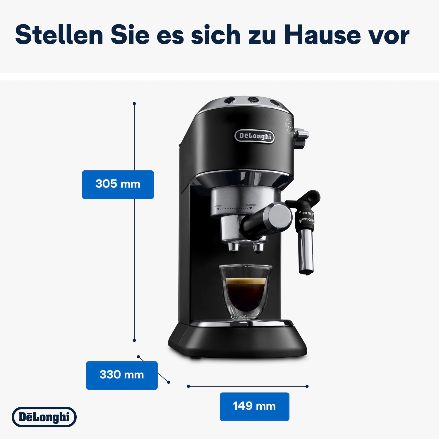 De'Longhi Espressomaschine »Dedica Style EC 685.B«, Siebträger, 1350 Watt, 15 Bar