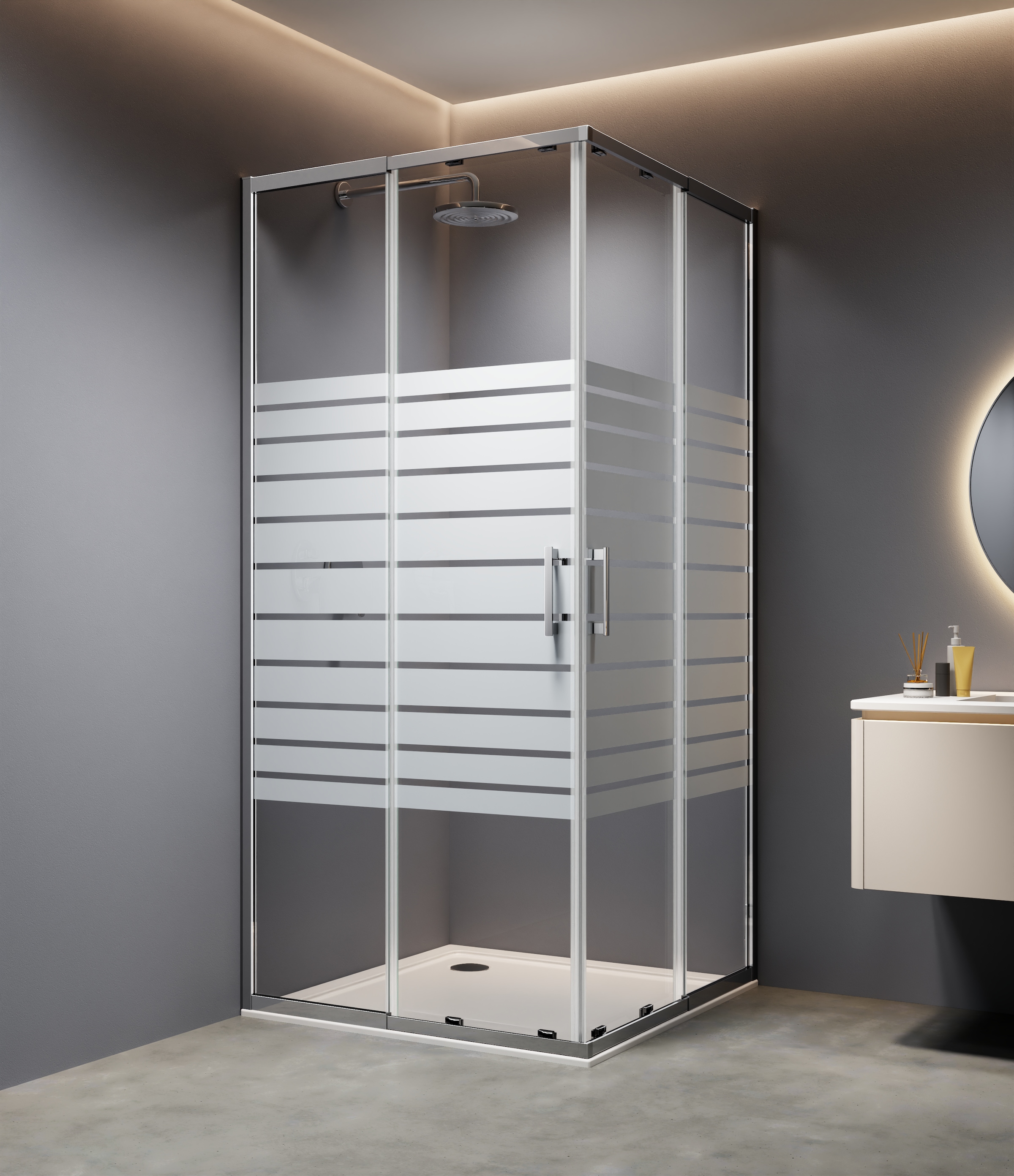 Eckdusche WELLTIME, B:90cm H:190cm T:90cmchrom, Duschkabinen, "Trento Slimline", Eckdusche mit Profil in schmalem Design