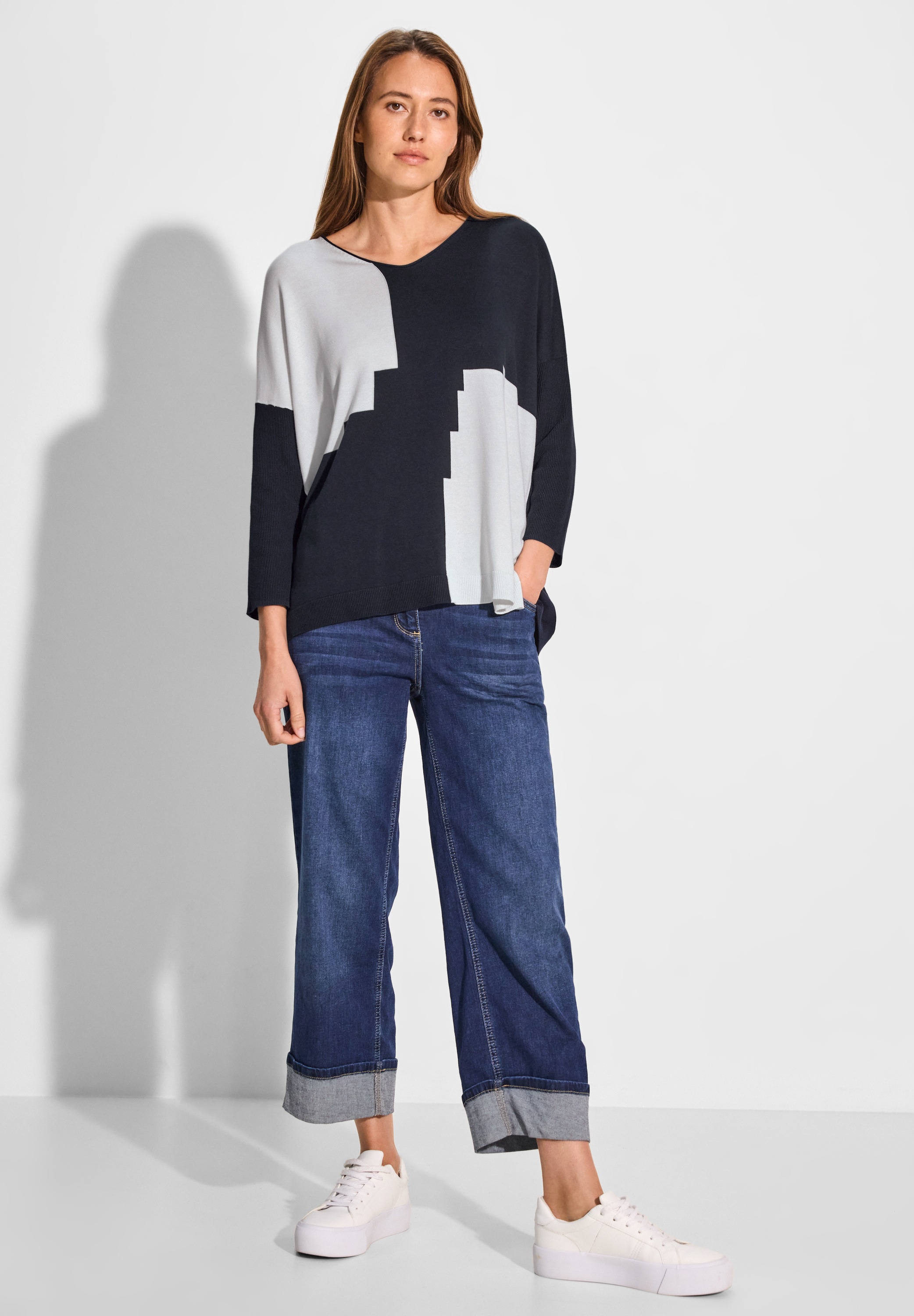 Cecil Longpullover, mit abgerundetem V-Ausschnitt
