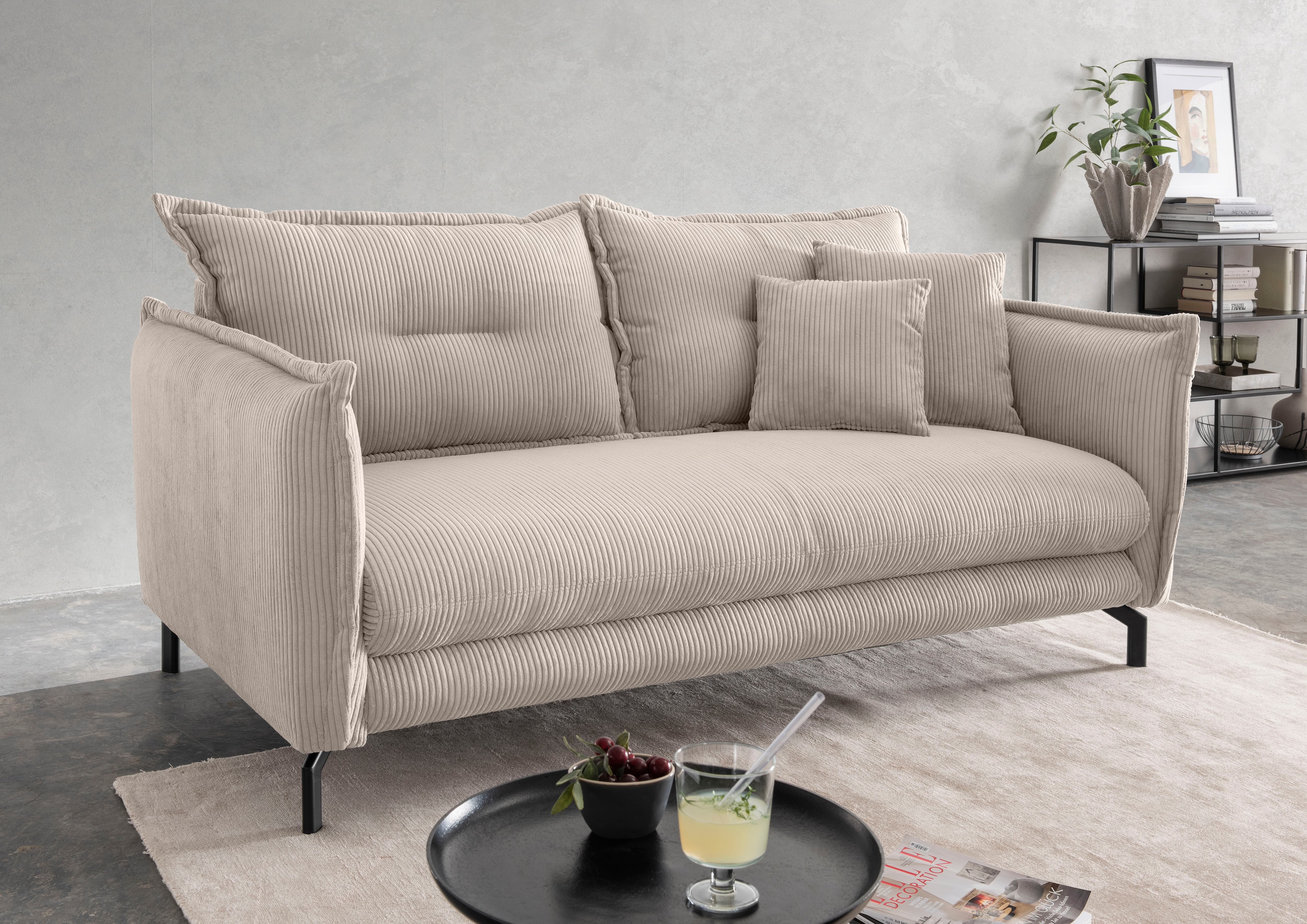 Home affaire 3-Sitzer "Lava modern & bequem, verstellbare Armlehnen, tolle Detailverarbeitung" zwei verschiedene Fußfarben wählbar