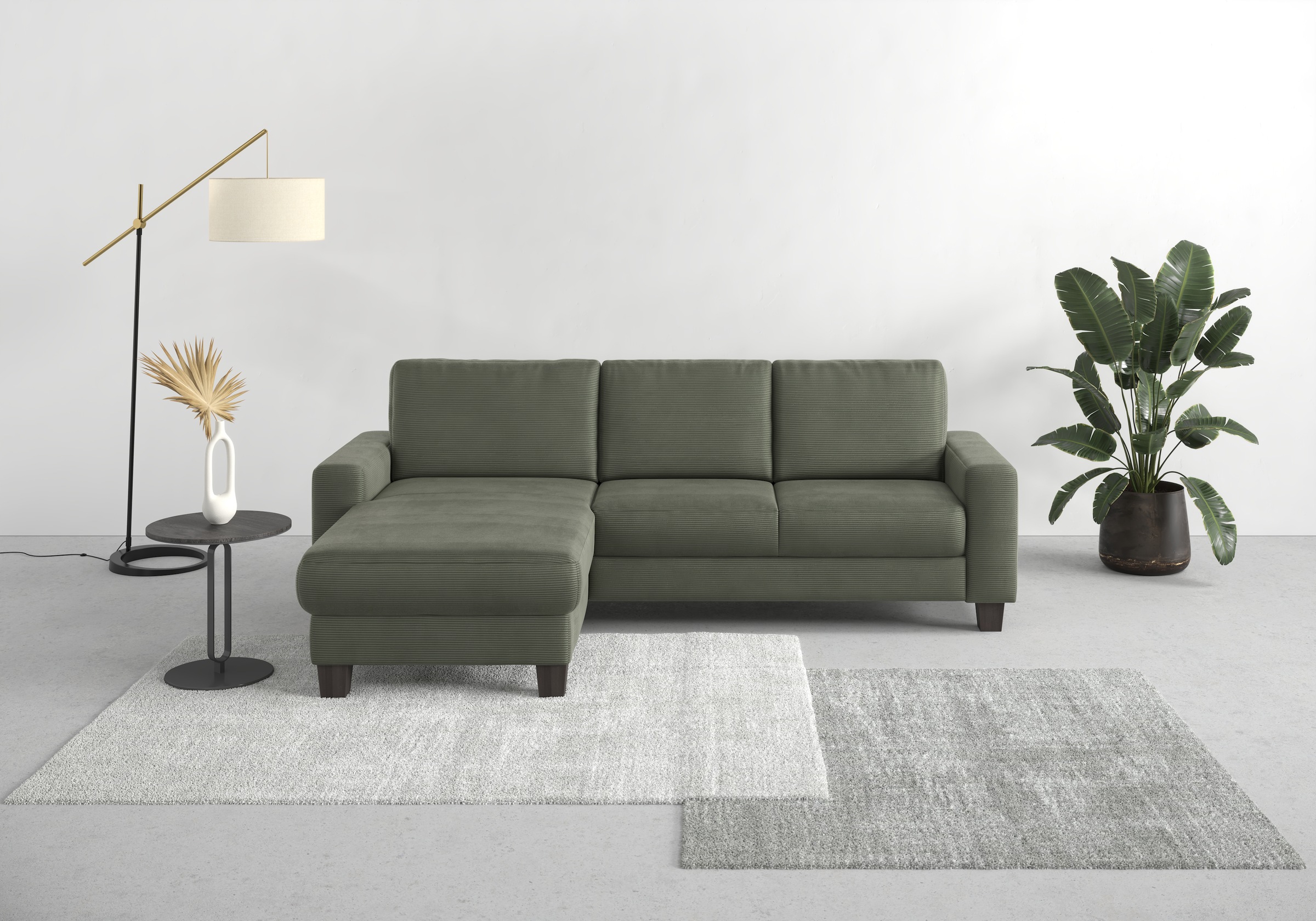 Home affaire Ecksofa »Summer L-Form«, mit Recamiere, mit oder ohne Bettfunktion und Bettkasten, Cord-Bezug
