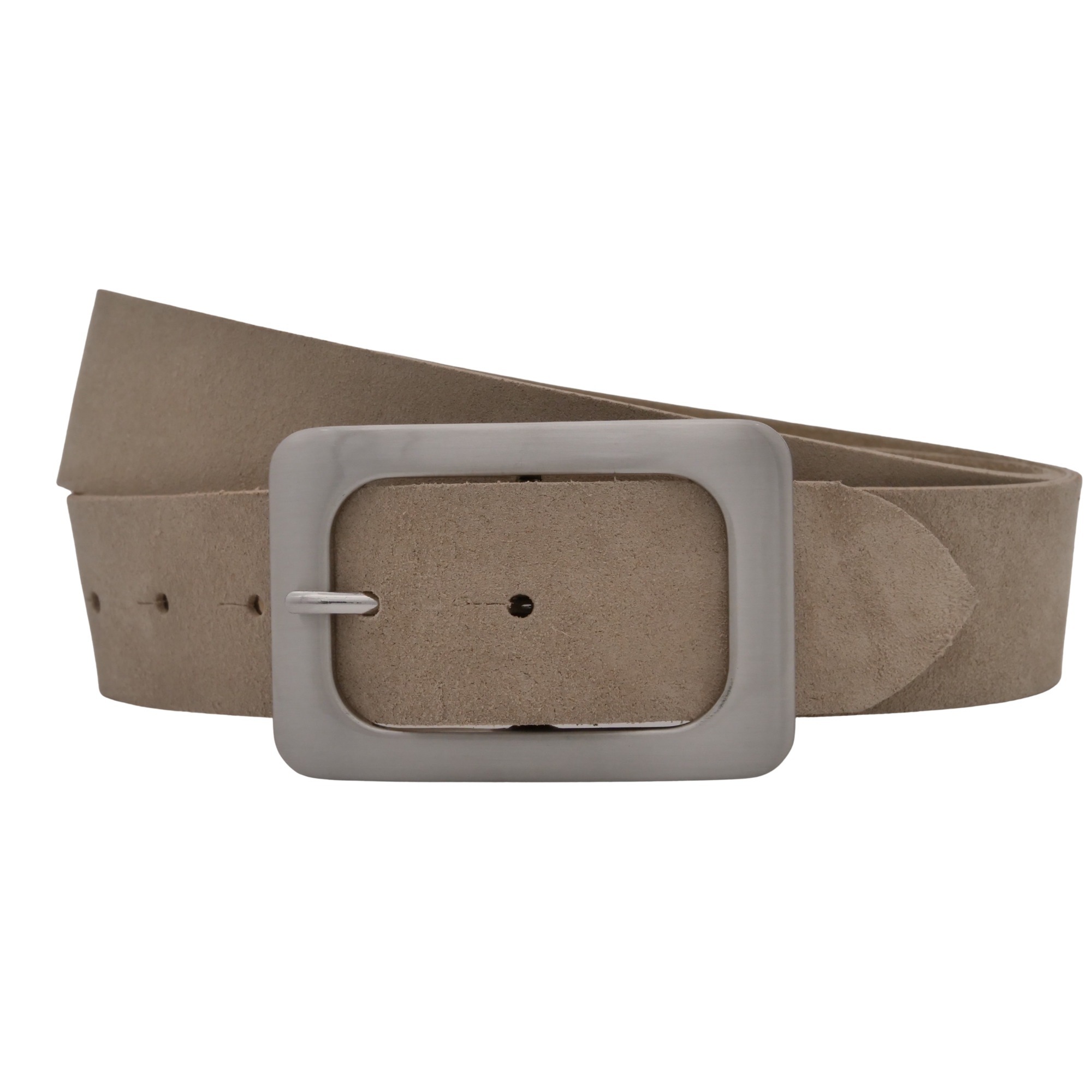 Ledergürtel ANNAMATONI "AnnaMatoni Damen Ledergürtel in hochwertigem Velour Leder 4cm", Damen, Gr. TW75 - 90cm Gesamtlänge, beige 120, 100% Leder, Gürtel Ledergürtel