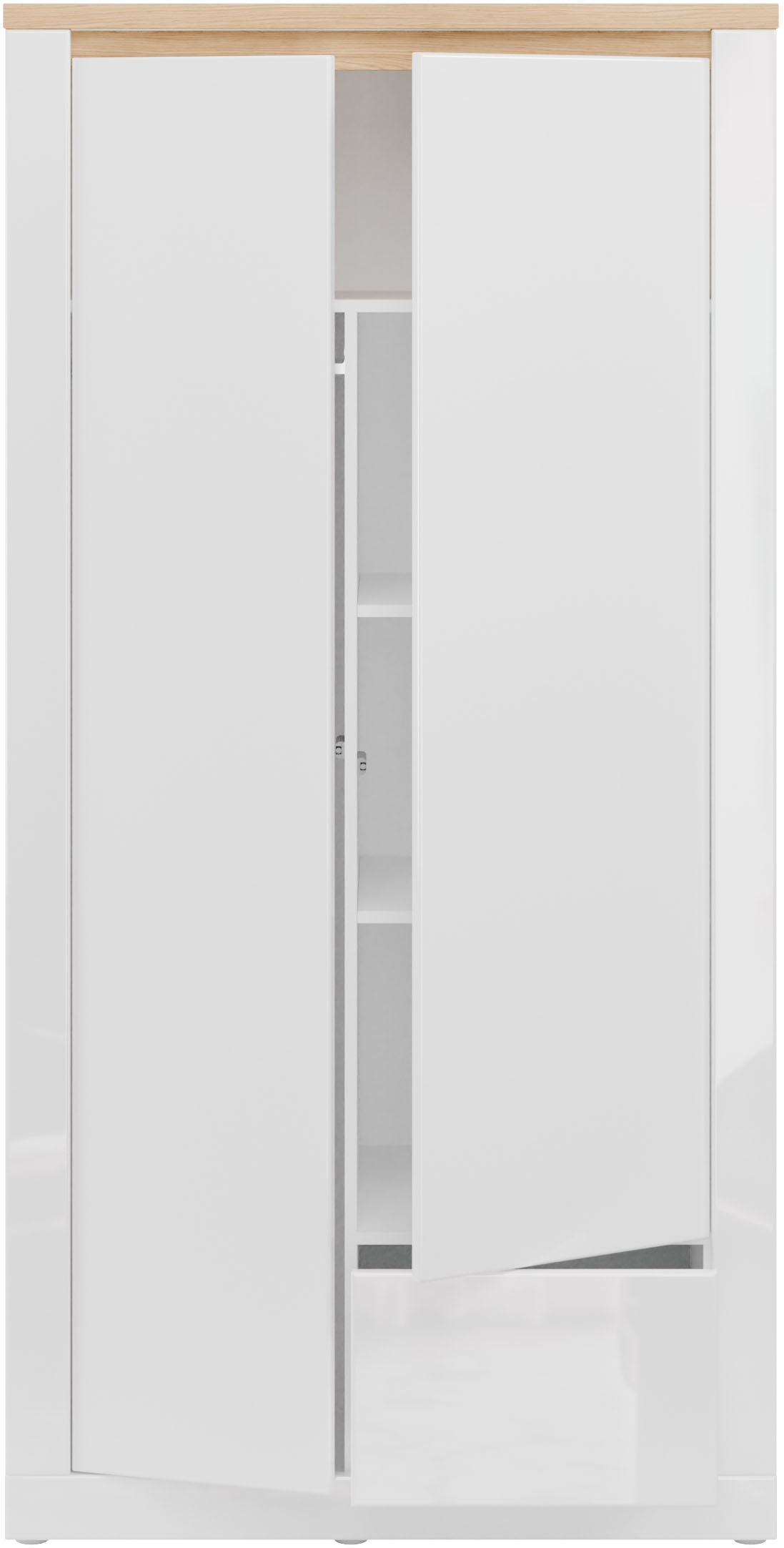 FORTE Kleiderschrank »grifflos, Push to Open, Front glänzend« B/H/T 96,4/192,2/59,7 cm inklusive Beleuchtung
