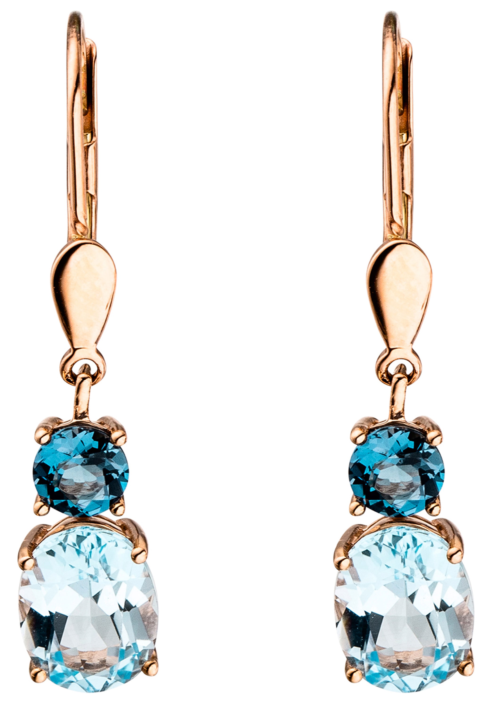 JOBO Paar Ohrhänger »Ohrringe mit Blautopas« 585 Roségold
