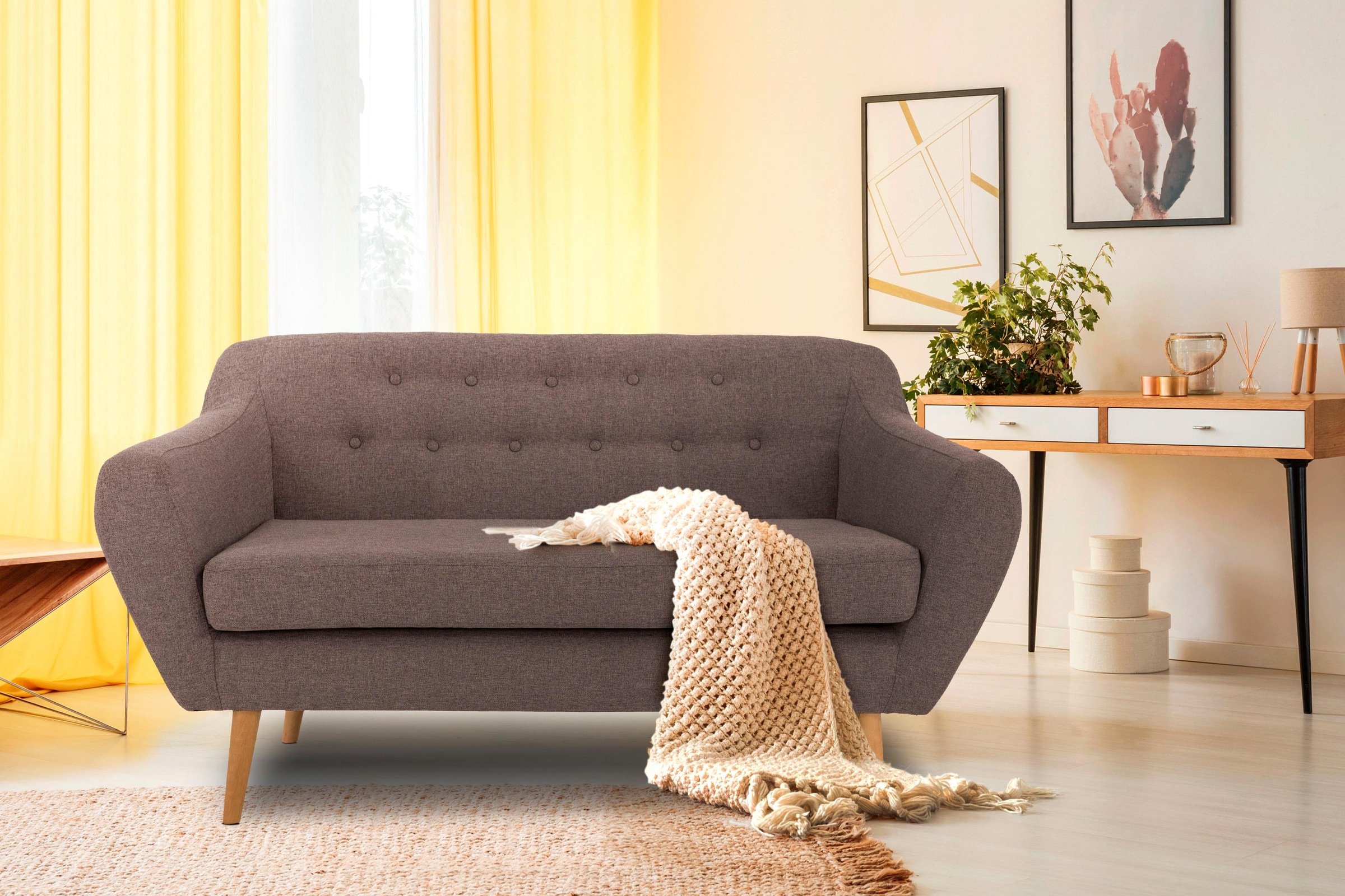 Home affaire 2-Sitzer "Renne" mit Heftung im Rücken im skandinavischem Stil günstig online kaufen