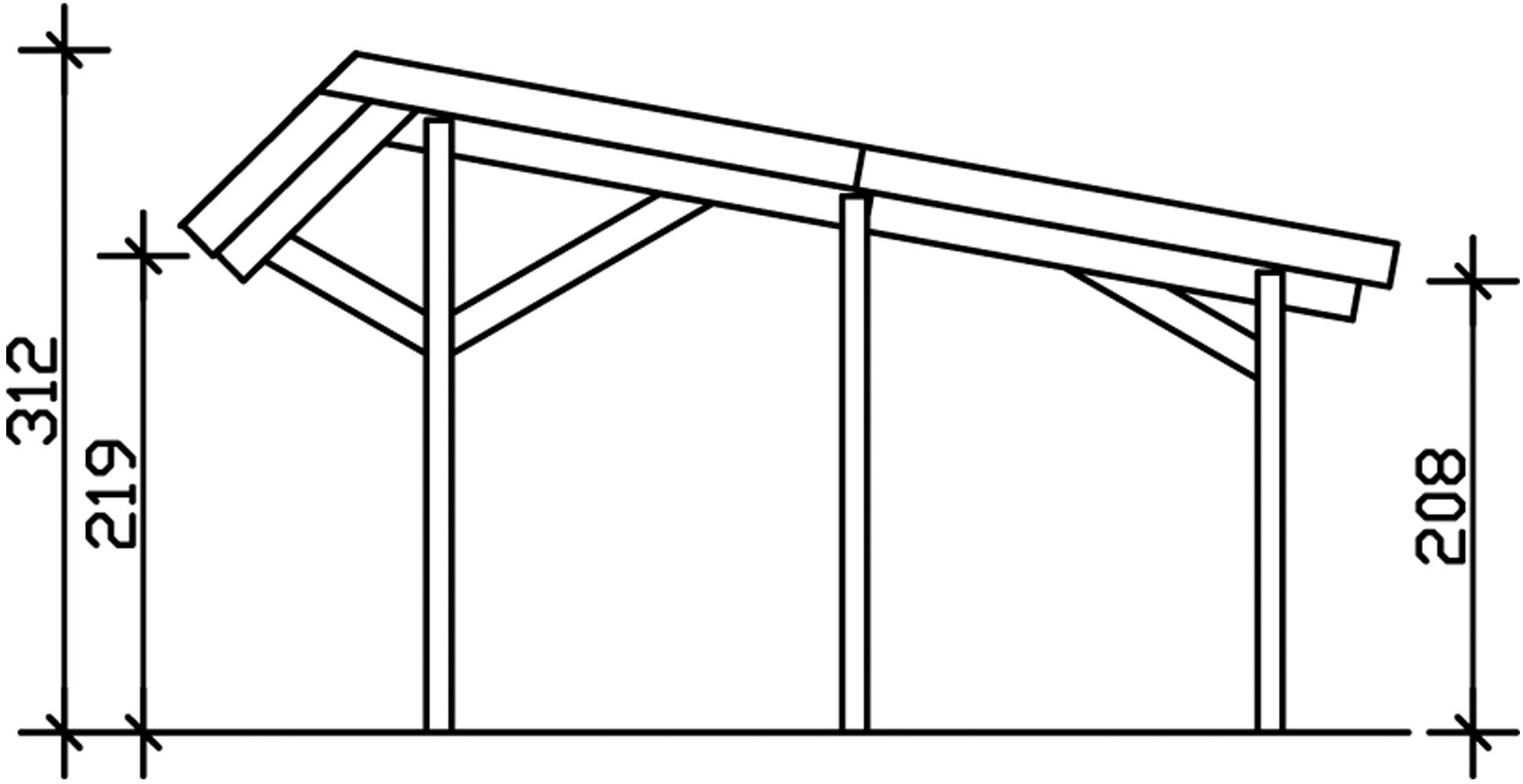 Skanholz Einzelcarport »Harz«, Nadelholz, 291 cm, Grün, mit schwarzen Schindeln