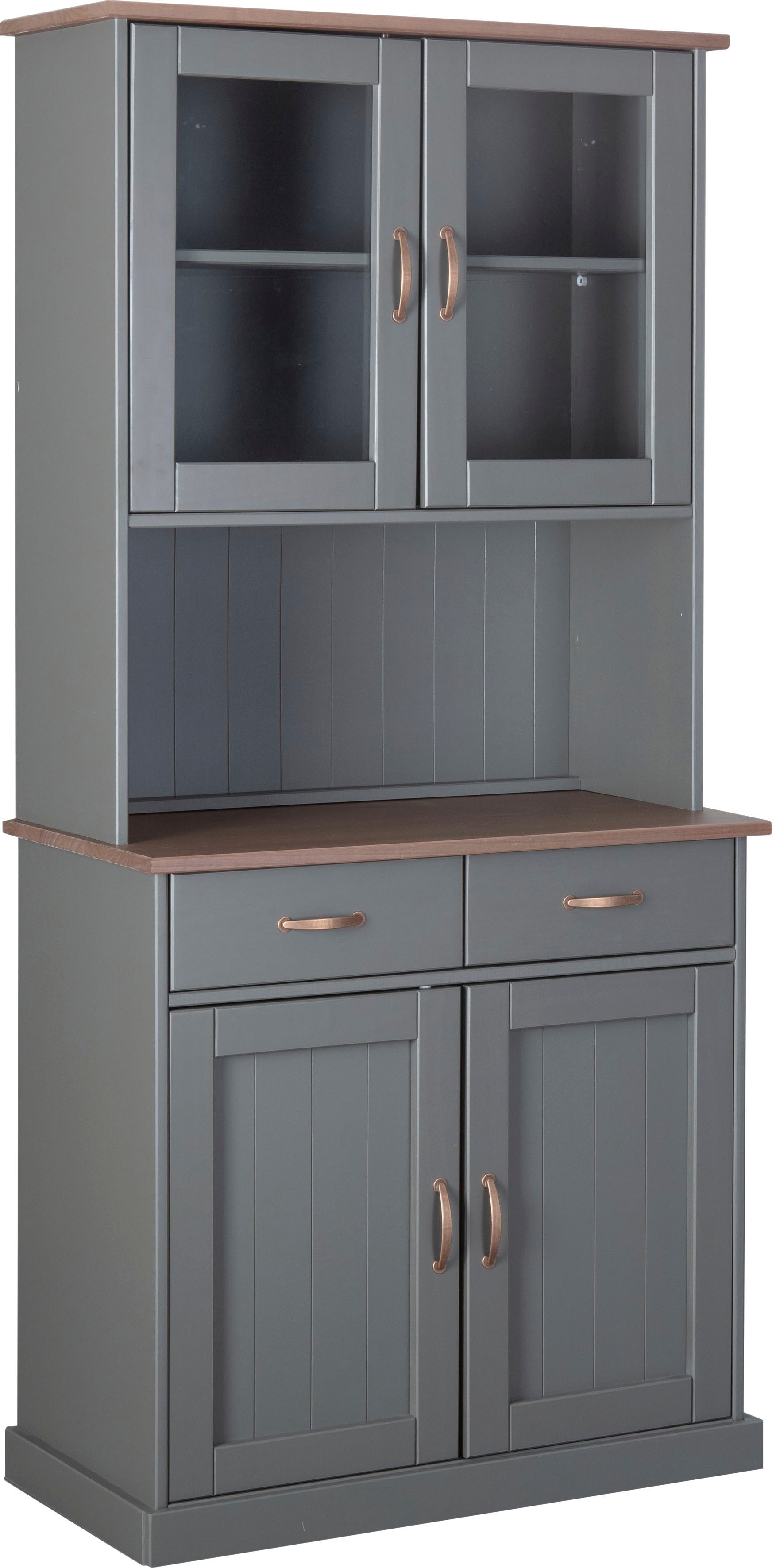 Inter Link Grau Braun Buffet "Luzerna Kiefer Massivholz Fsc Küchenschrank Vitrinenschrank" Geschirrschrank Im Landhausstil Bxtxh: 90 X 45 X 190 Cm von Baur