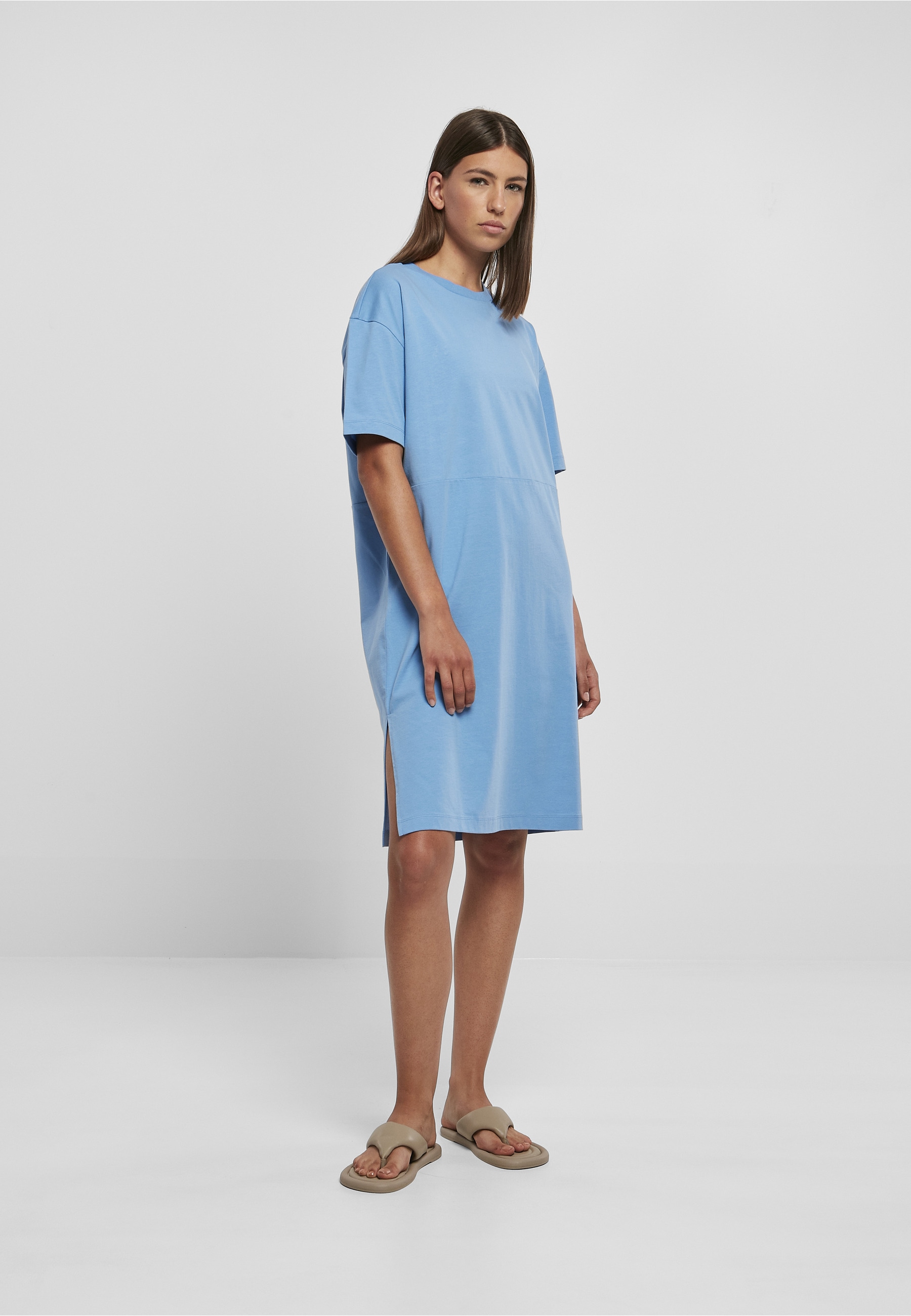 URBAN CLASSICS A-Linien-Kleid »Urban Classics Damen Ladies Organic Oversized Slit Tee Dress« 1 Stk. tlg.