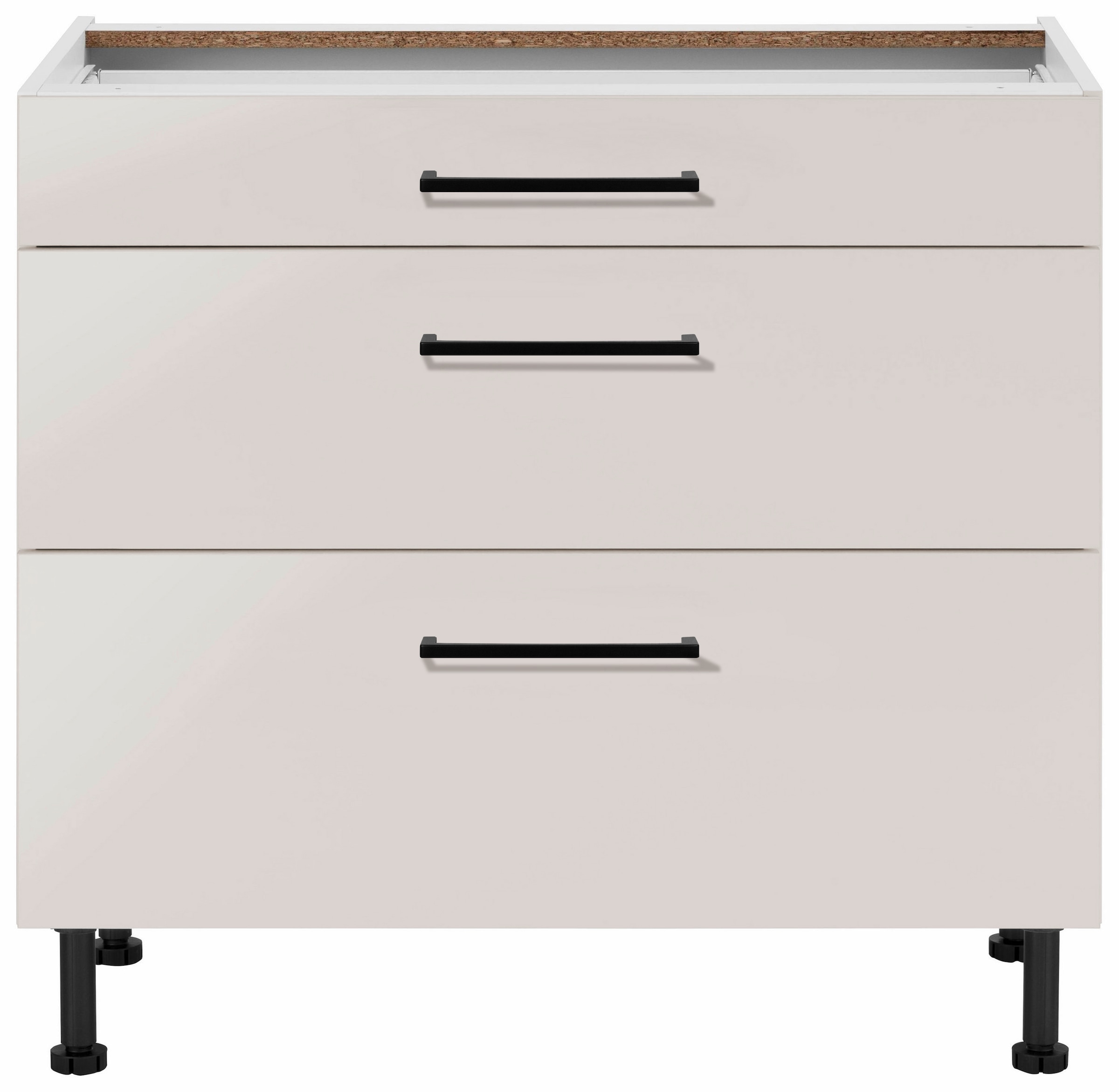 wiho Küchen Unterschrank »Nisos«, 90 cm breit, Soft-Close in Schubladen, verstellbare Füße, ohne Platte