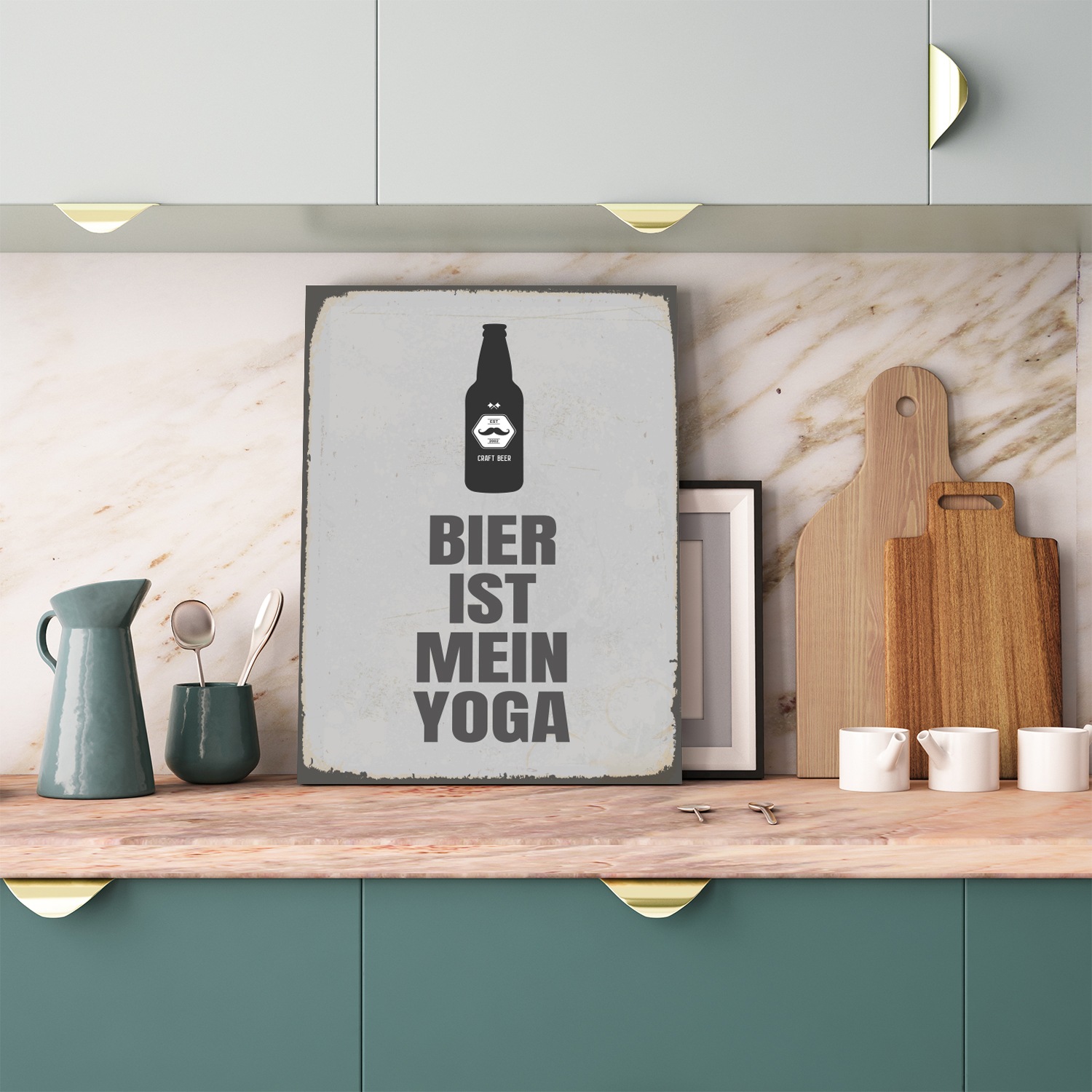 queence Metallbild "Bier Yoga Spruch Stahlschild Blechschild", (1 St.), 20x günstig online kaufen