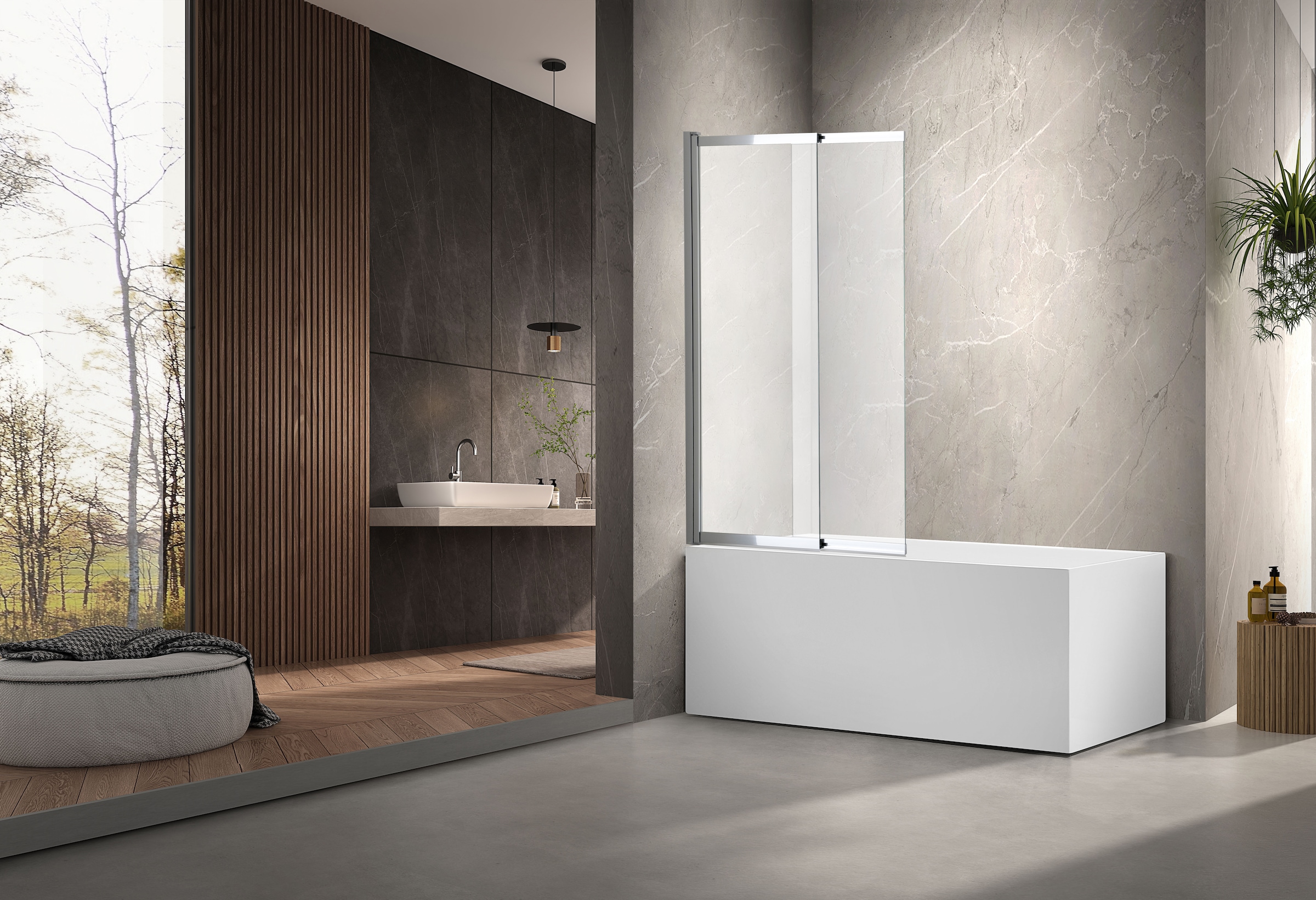 welltime Badewannenaufsatz »Slider« 2 Stk. tlg. Badewannenaufsatz mit Schiebetür