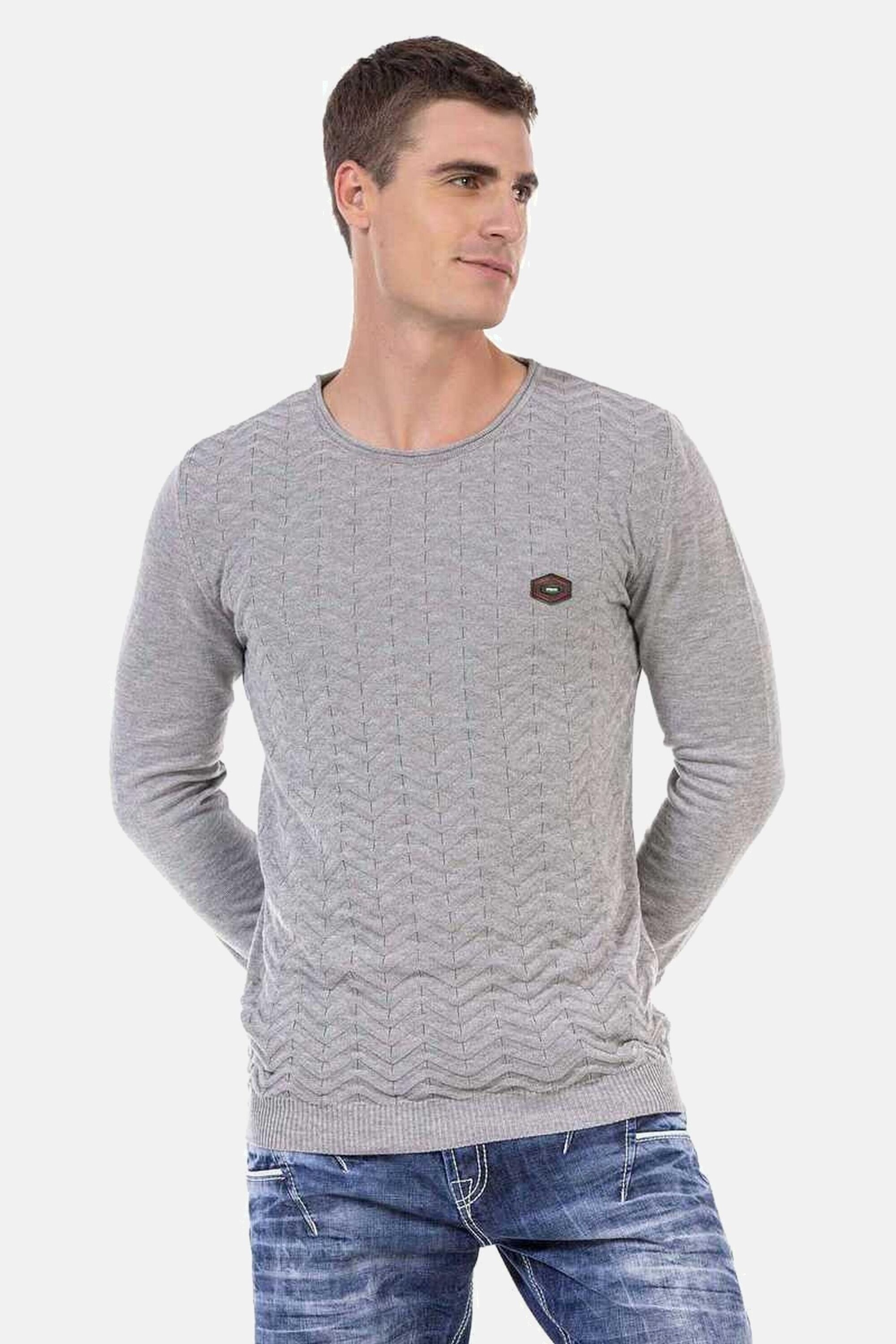 Cipo & Baxx Rundhalspullover »Pullover«, mit Zopfmuster, CP240