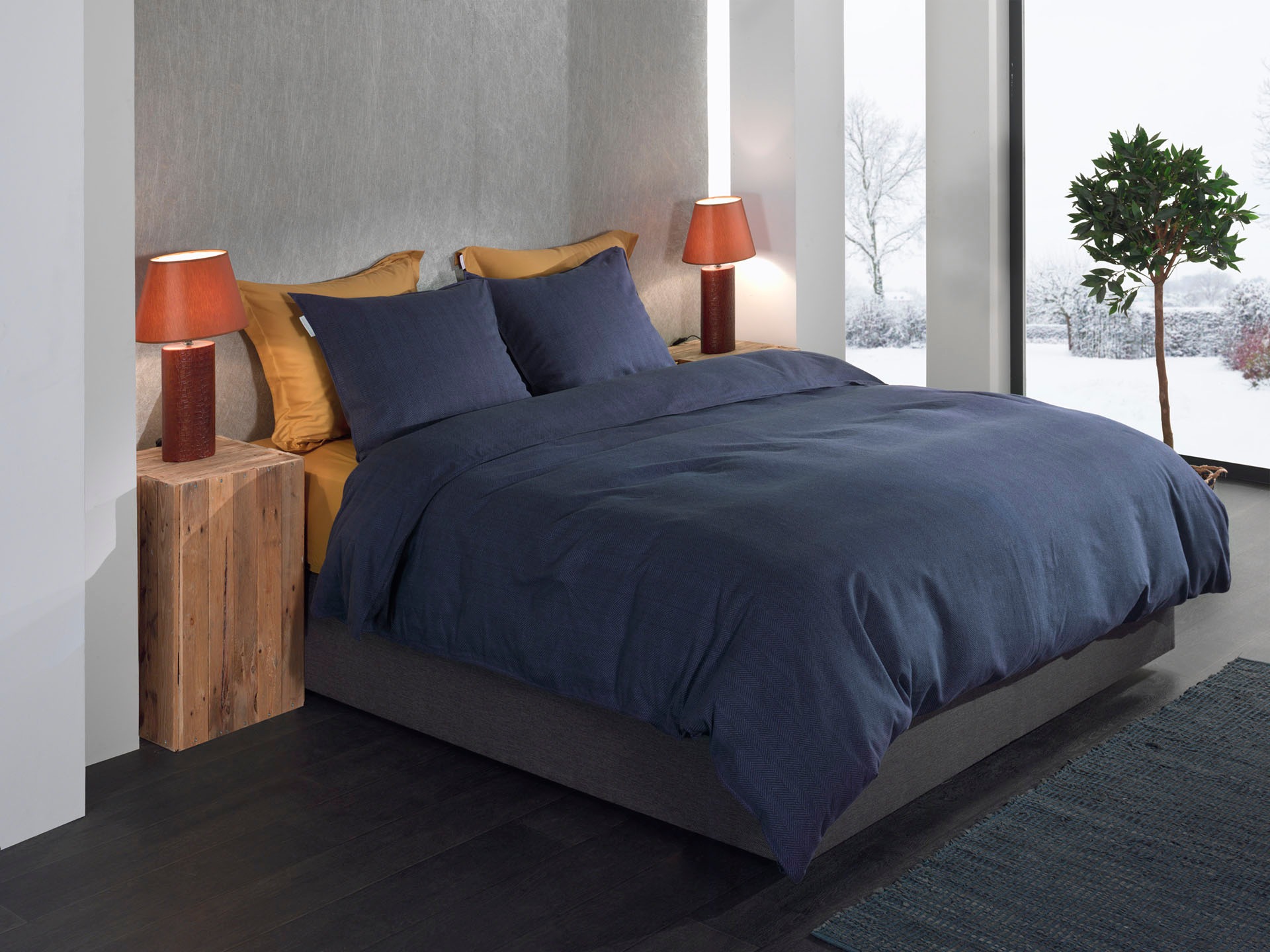 Heckett & Lane Bettwäsche "Spina" 2 Stk. Fischgrät Muster, 100% Baumwolle a günstig online kaufen