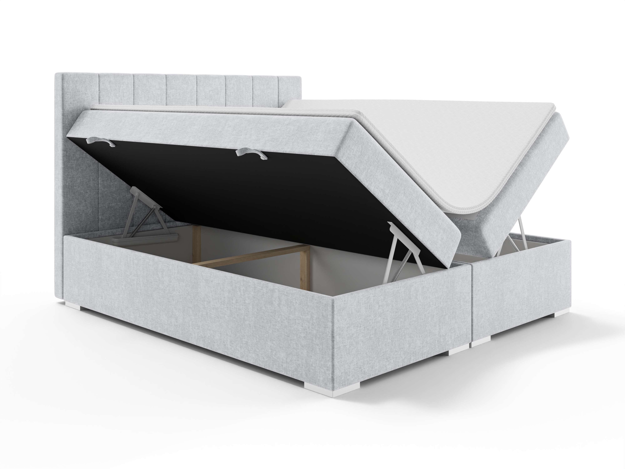 Places of Style Polsterbett »Ginoro mit Matratze und Topper, in 3 Breiten (140, 160 und 180 cm)«, Boxspringbett mit Kopfteil, Bettkasten, Matratze (BFK/TFK) und Topper