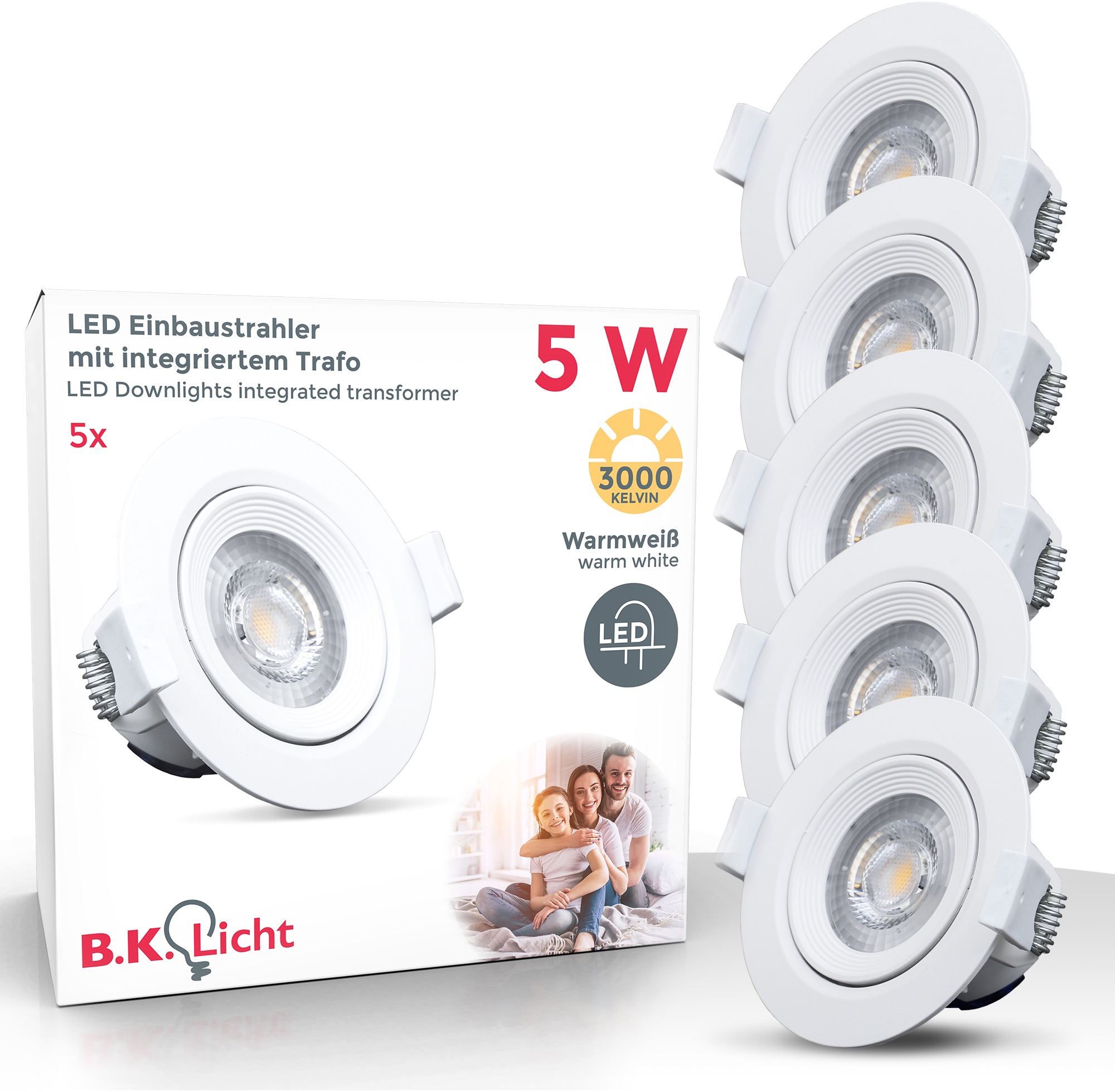 5 LED 5W Einbaustrahler, Einbauleuchte | Spots, »Alcor«, BAUR 90mm Deckenleuchte, LED B.K.Licht inkl. flach, 350lm flammig-flammig,