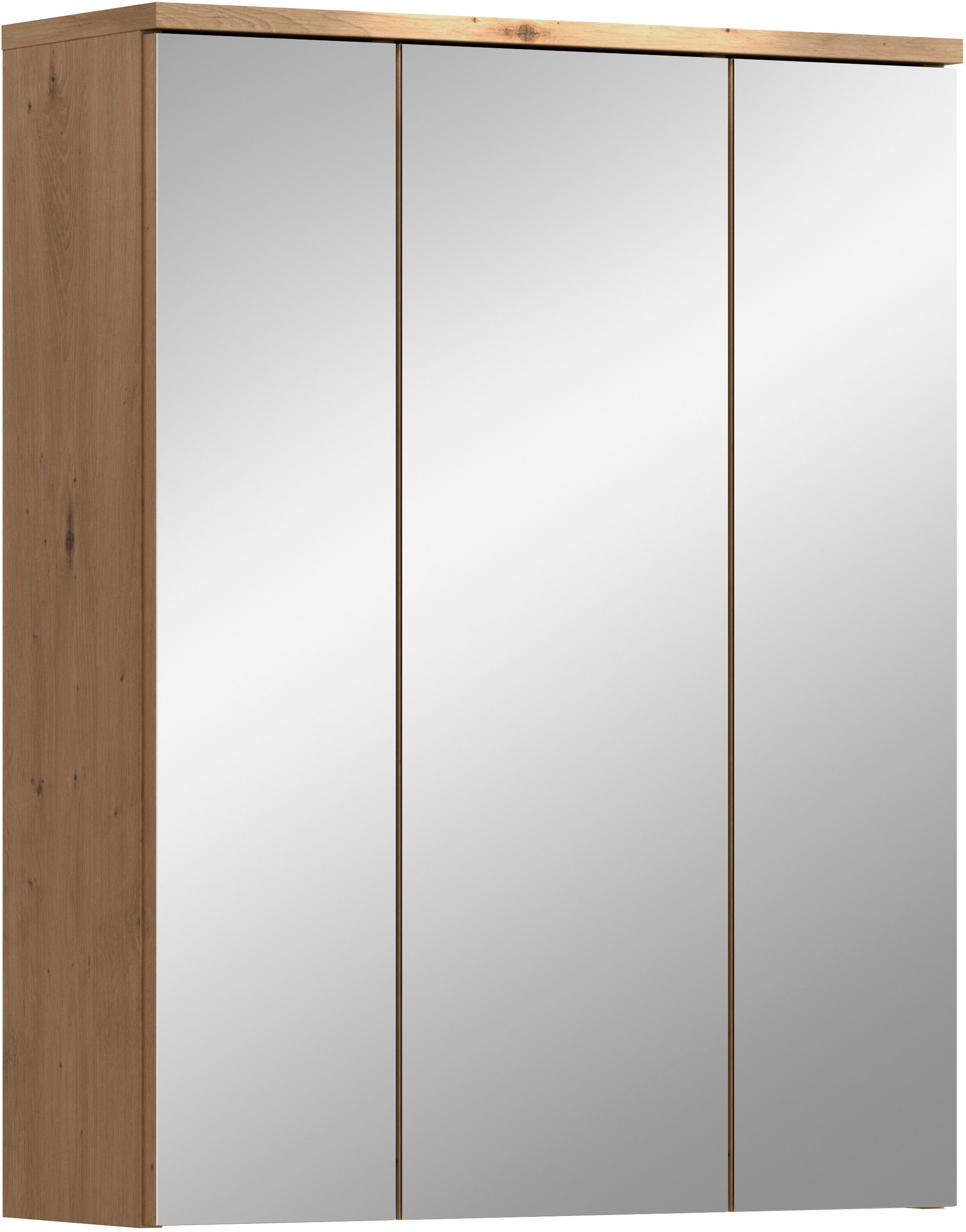 welltime Badezimmerspiegelschrank "LUCCA, Breite 60cm, 3 Spiegeltüren, 9 Fächer, 6 Fachböden"