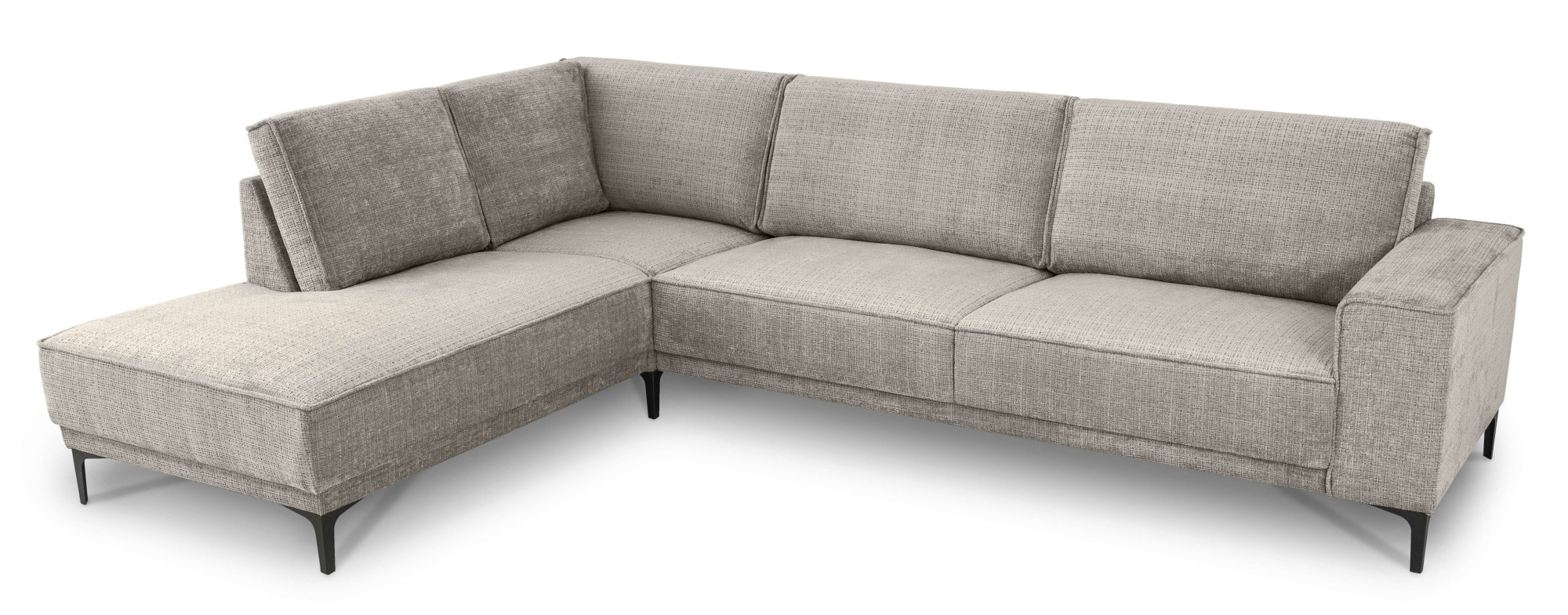 Places of Style Ecksofa »Polsterecke Oland, Struktur, Flachgewebe, Luxus-Microfaser, Boucle«, L-Form, 289 cm, Wellenunterfederung, Skandi-Design, Metallfüße