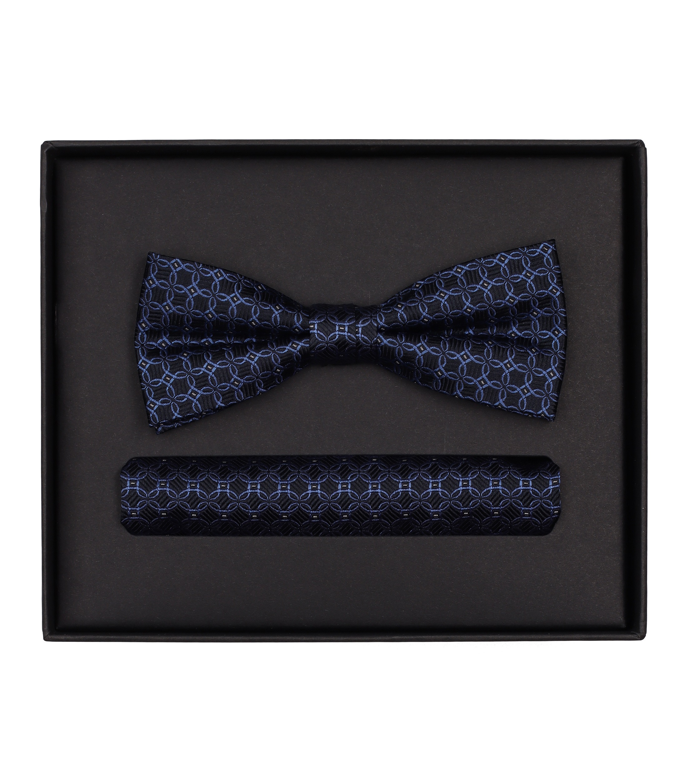 "Fliege VENTI ""VENTI Set aus Fliege und Einstecktuch gemustert"", Herren, blau (sattes mittelblau), 100% Seide, Fliegen"