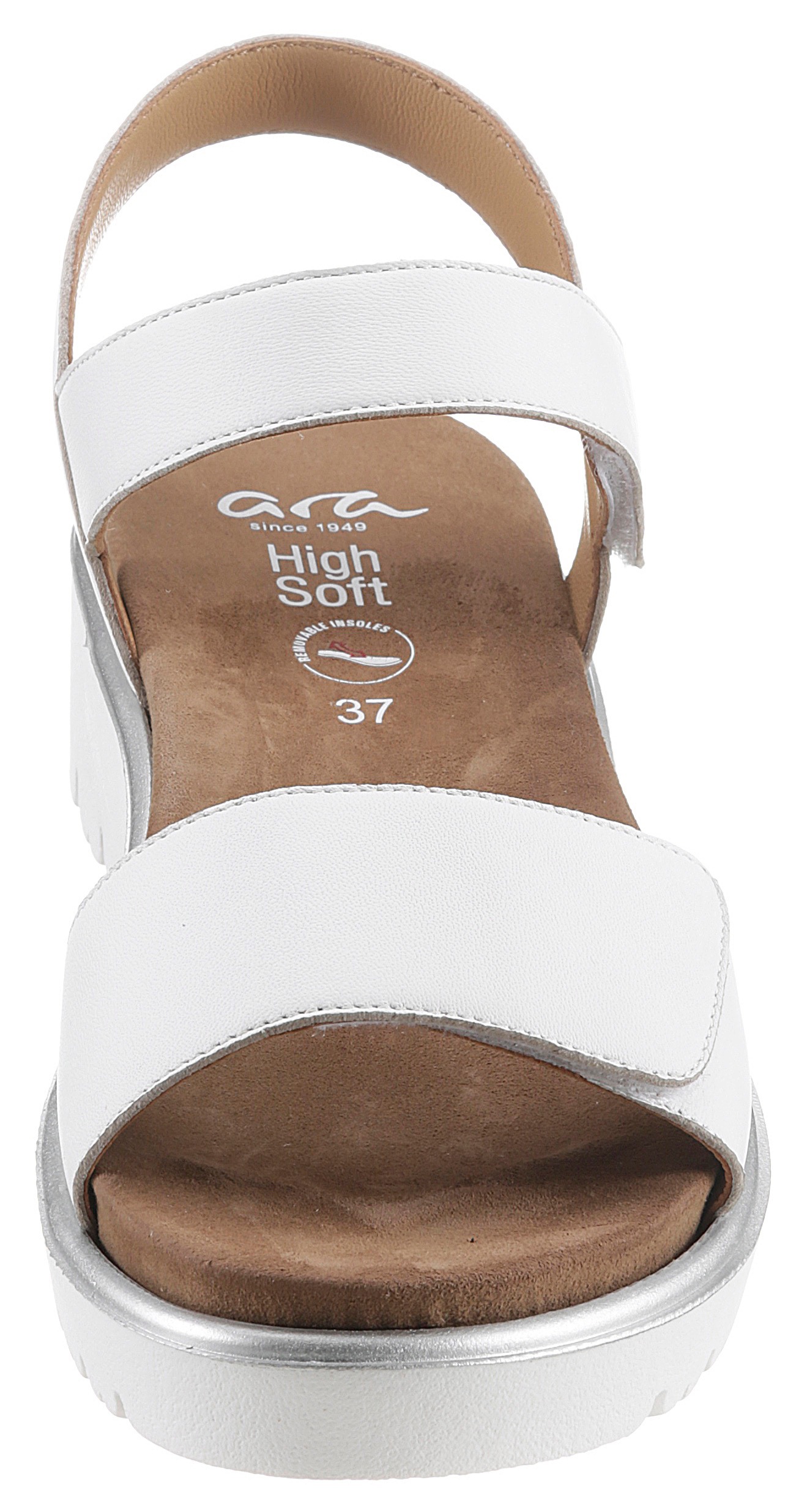 Keilsandalette ARA "BILBAO", Damen, Gr. 37, weiß, Glattleder, unifarben, Schuhe, Sommerschuh, Sandale, Keilabsatz, Klett, Weite G (weit) 3