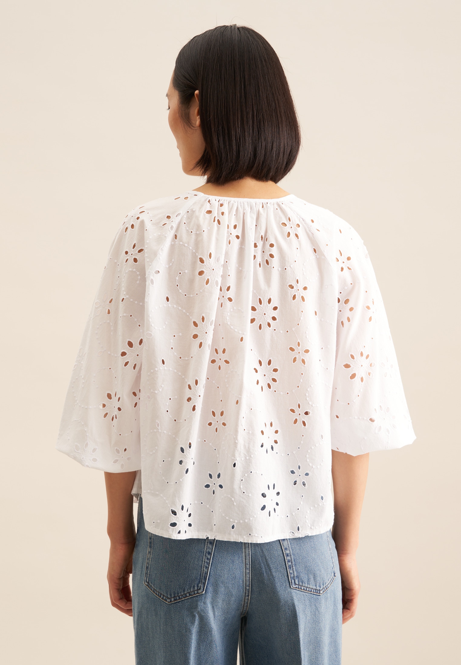 seidensticker Shirtbluse »Schwarze Rose«, 3/4-Arm Rundhals Stickerei