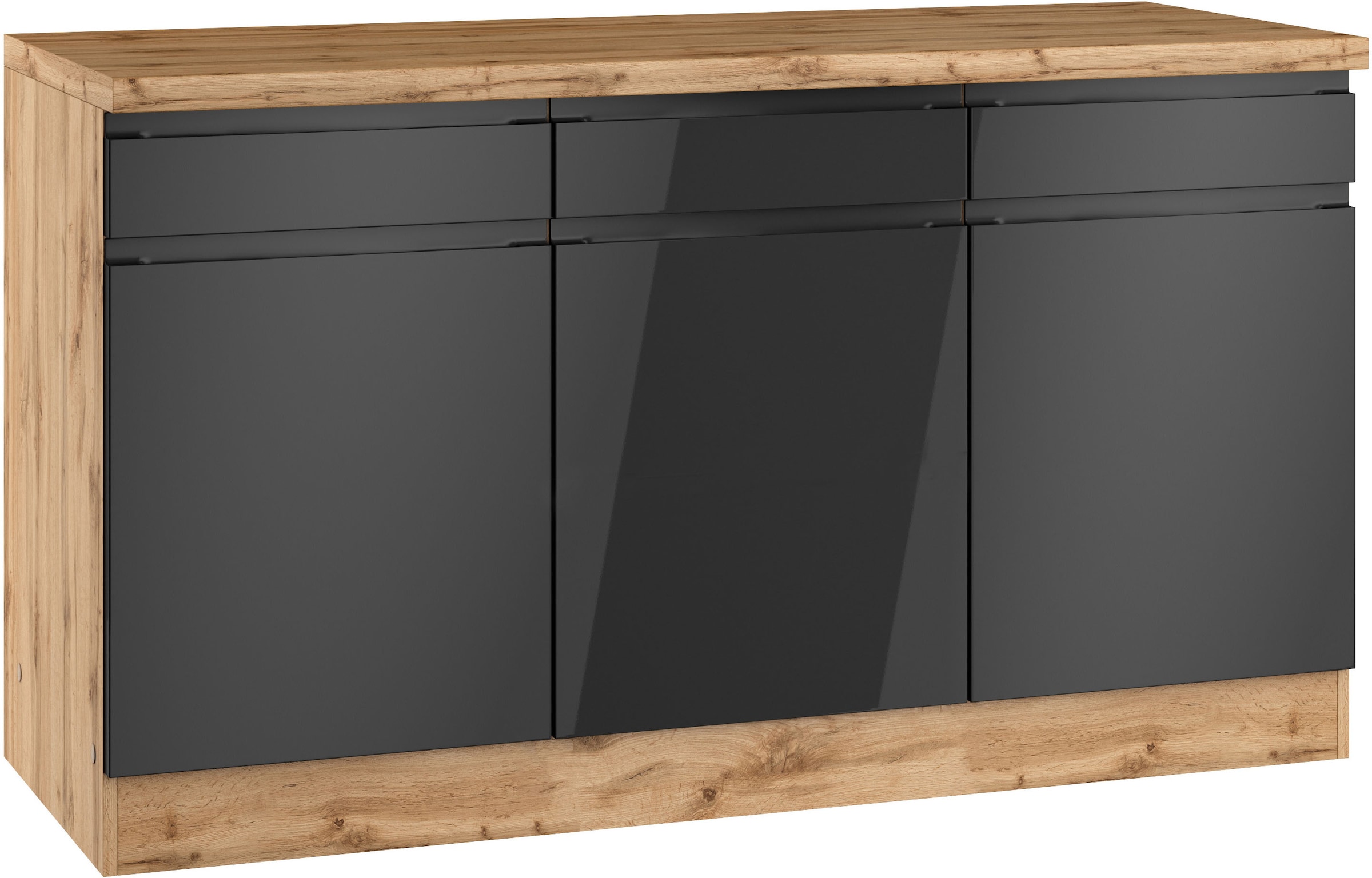 KOCHSTATION "KS-Virginia,neu in verbesserter Ausführung" Stauraum, Softclose, Breite 150 cm, 3 Türen, Soft-Close-Funktion