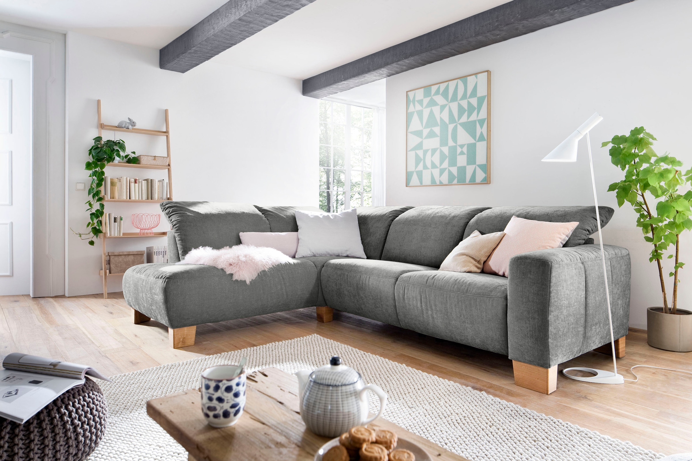 Home affaire Ecksofa »Hörnum L-Form«, wahlweise mit motorischer Relaxfunktion, mit verstellbarer Kopfstütze