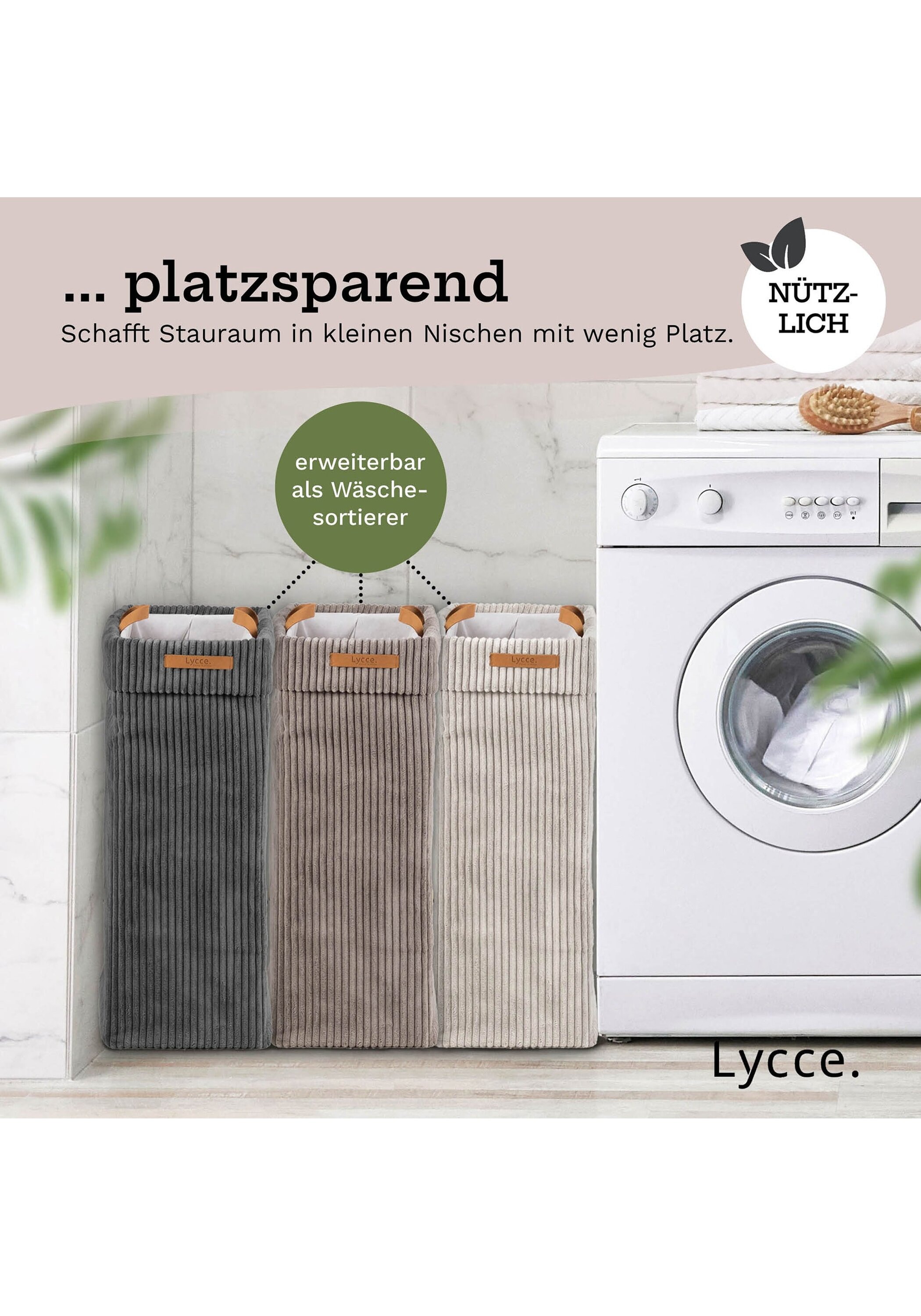 Lycce Wäschekorb »Wäschekorb Nischenwäschekorb Cord 1er Pack«