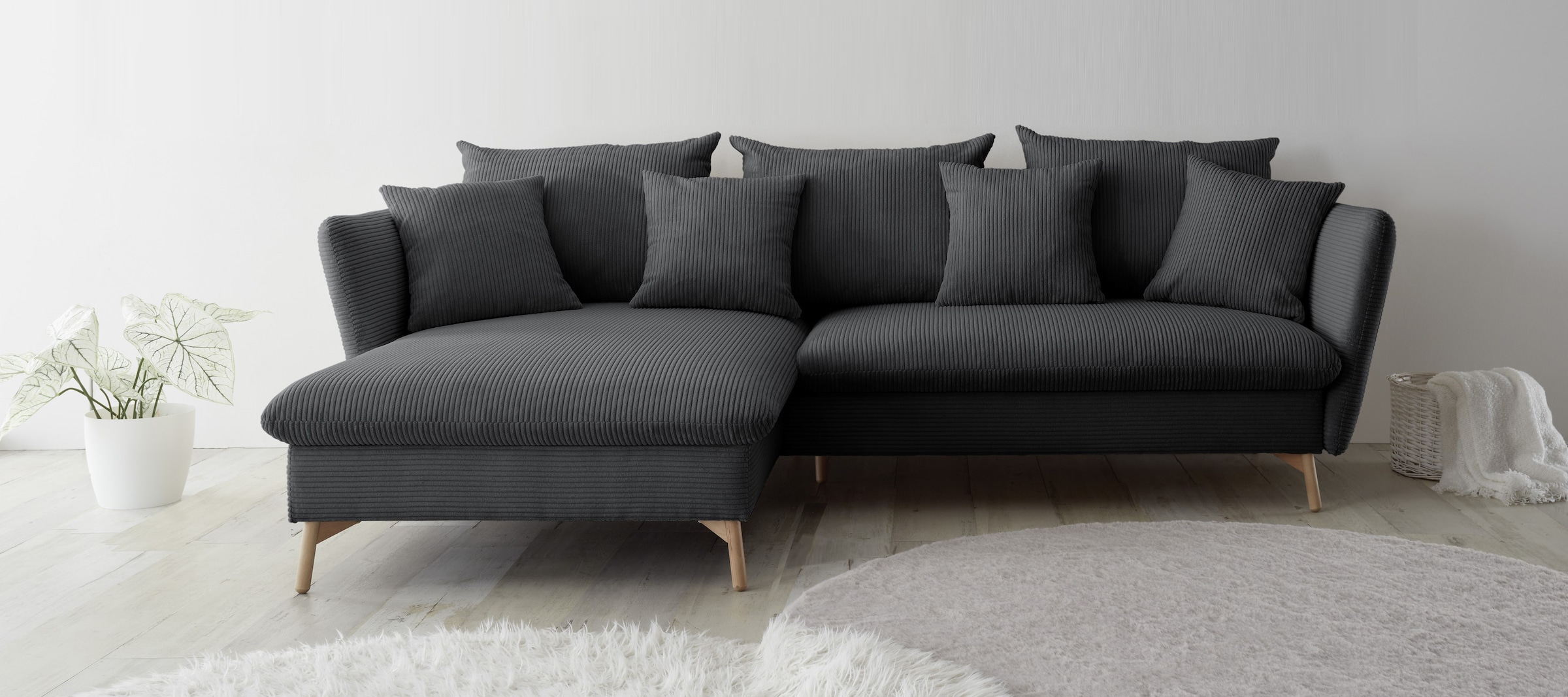 OTTO home Ecksofa "MERLE, 258 cm, L-Form, traumhafter Cord," mit Bettfunkti günstig online kaufen