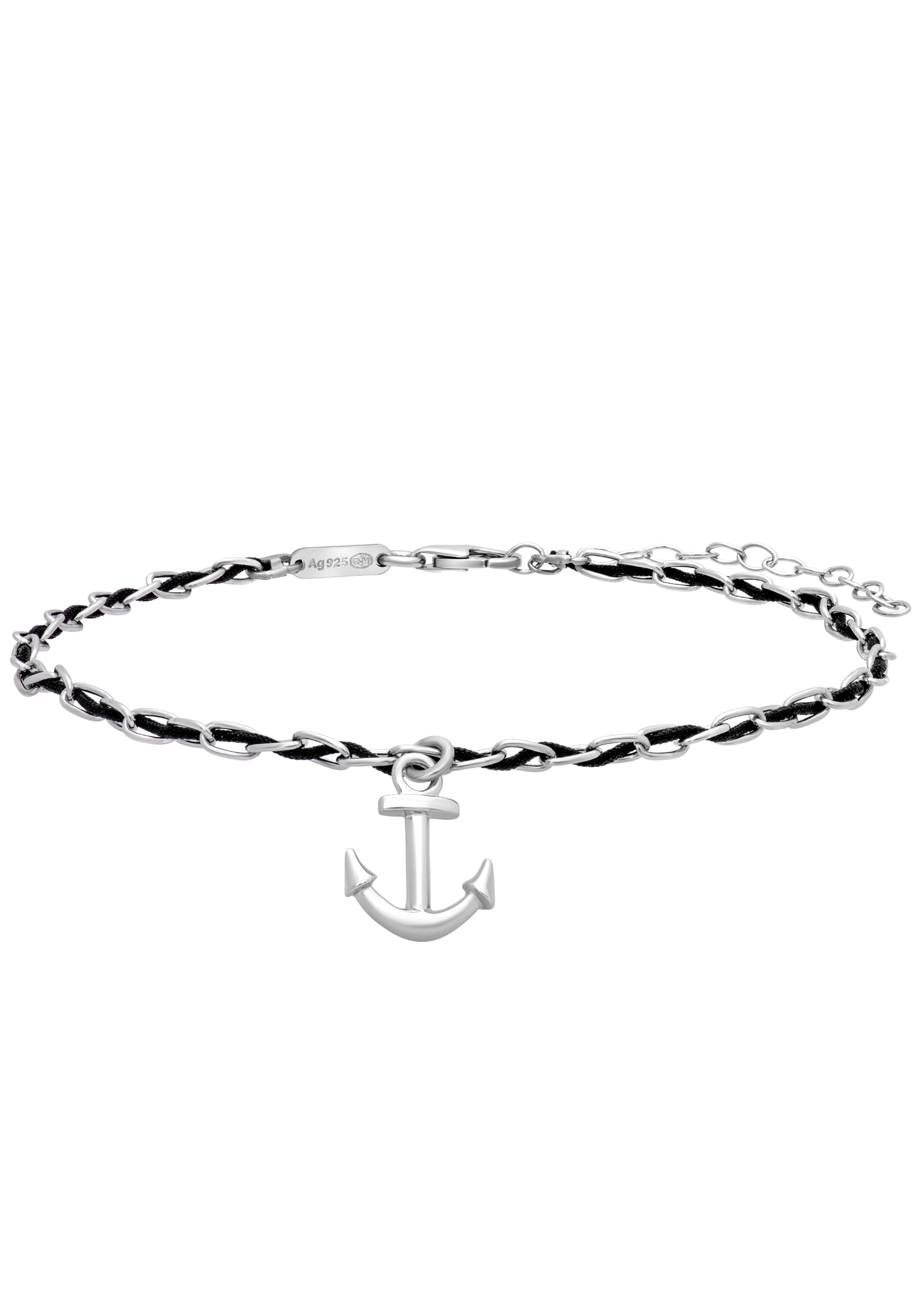 Julie Julsen Fußkette SPIRIT ANKLET BLACK ANQUOR, JJACR0722.1.10 Unisex silberfarben, schwarz Einheitsgröße
