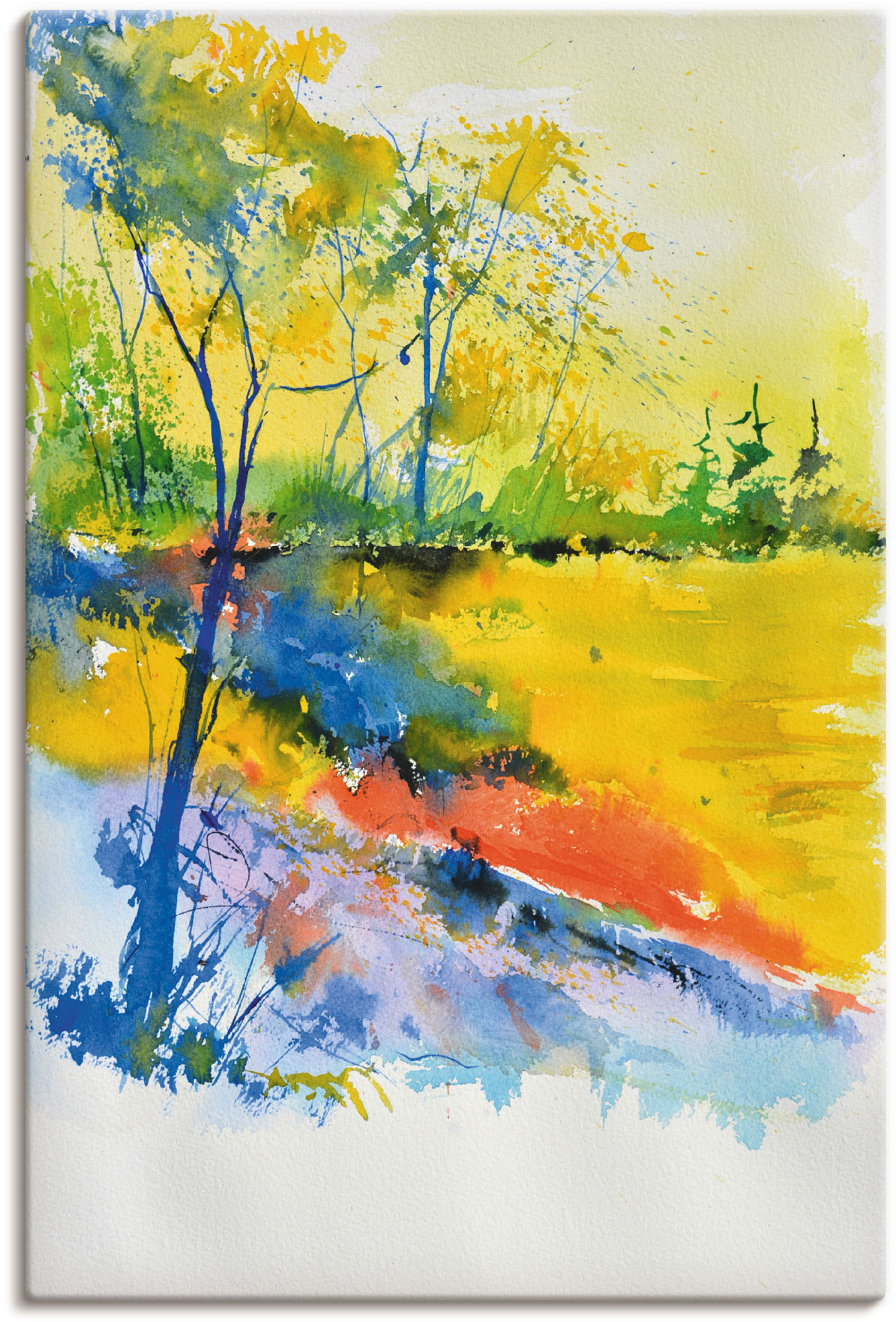 Artland Leinwandbild "Landschaft im Sonnenlicht" Wald 1 Stk. tlg. auf Holzrahmen gespannt
